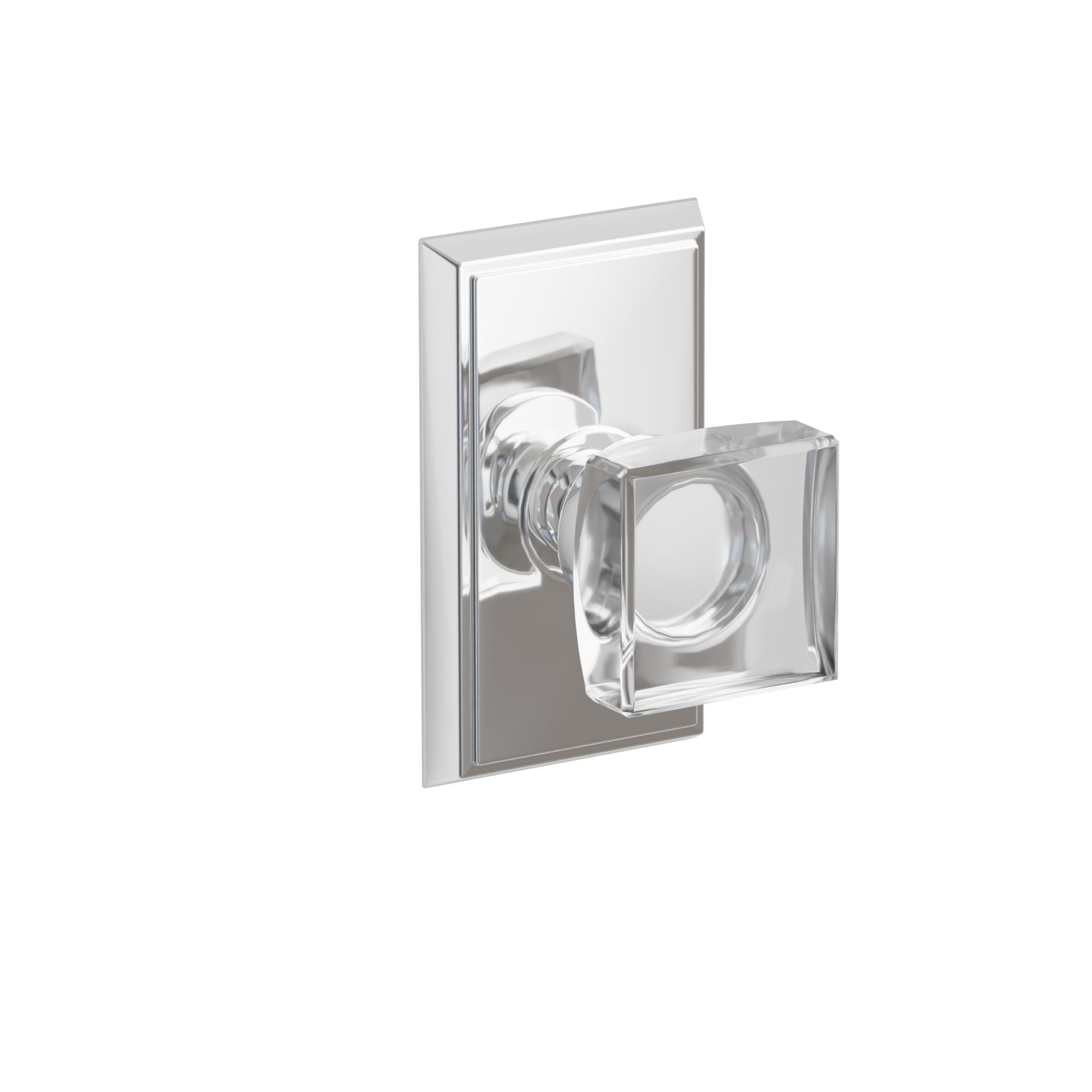 Emtek Modern Square Glass Knob Set with Rectangular Rosette