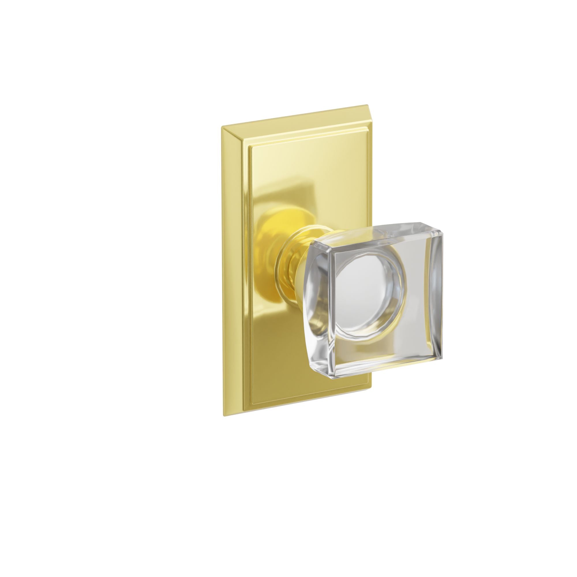 Emtek Concealed Fastener Modern Square Glass Knob Set With Rectangular Rosette