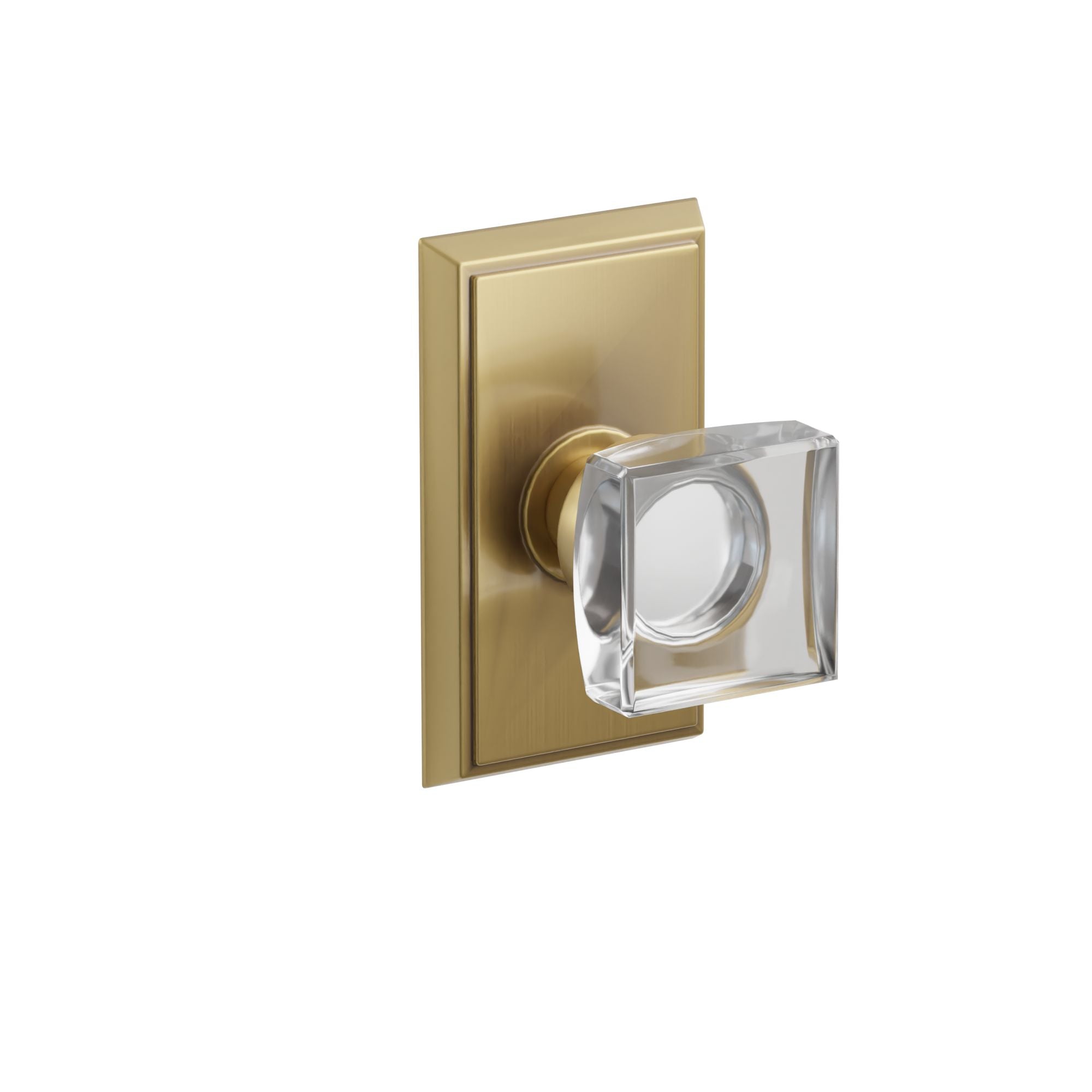 Emtek Modern Square Glass Knob Set with Rectangular Rosette