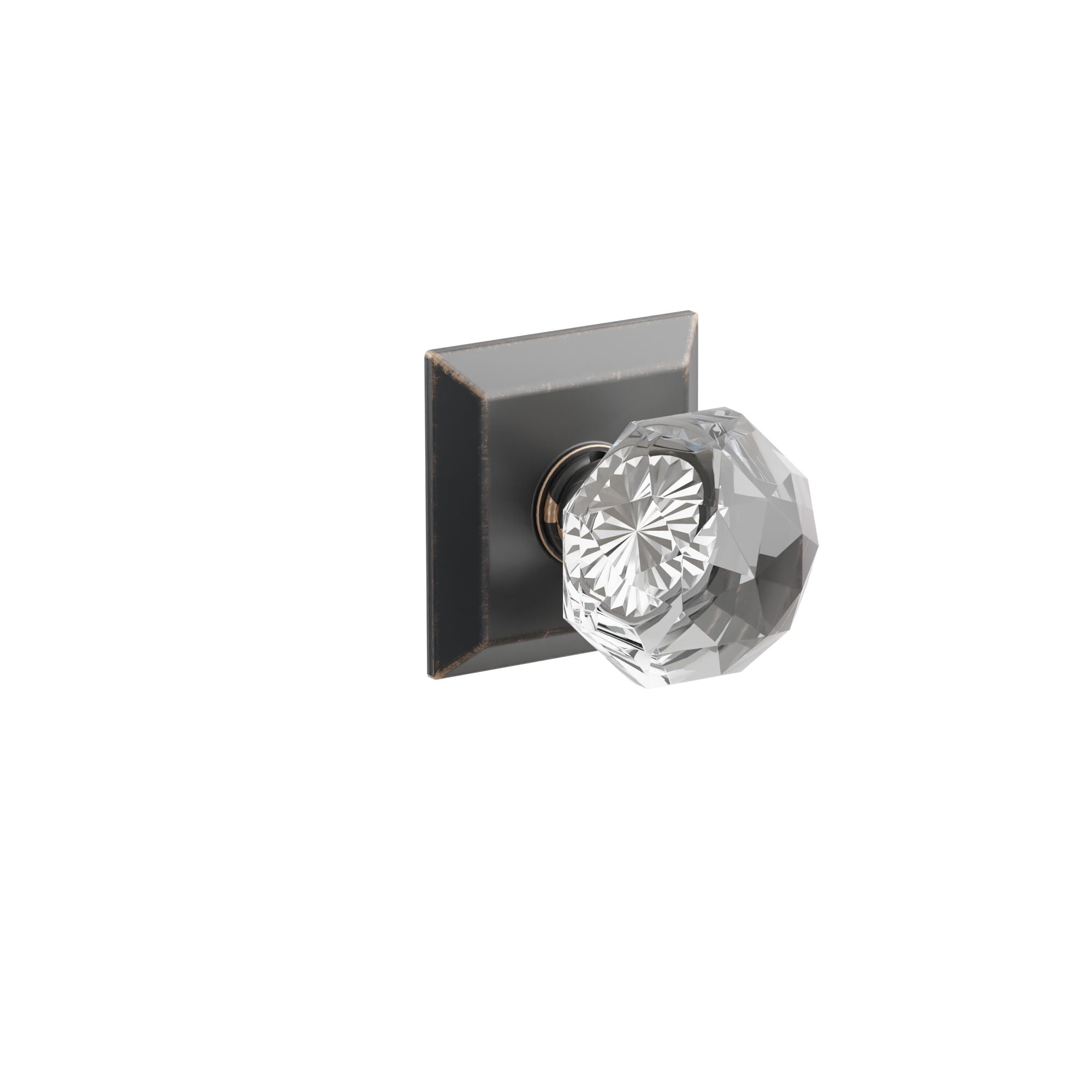 Emtek Concealed Fastener Diamond Glass Knob Set With Quincy Rosette