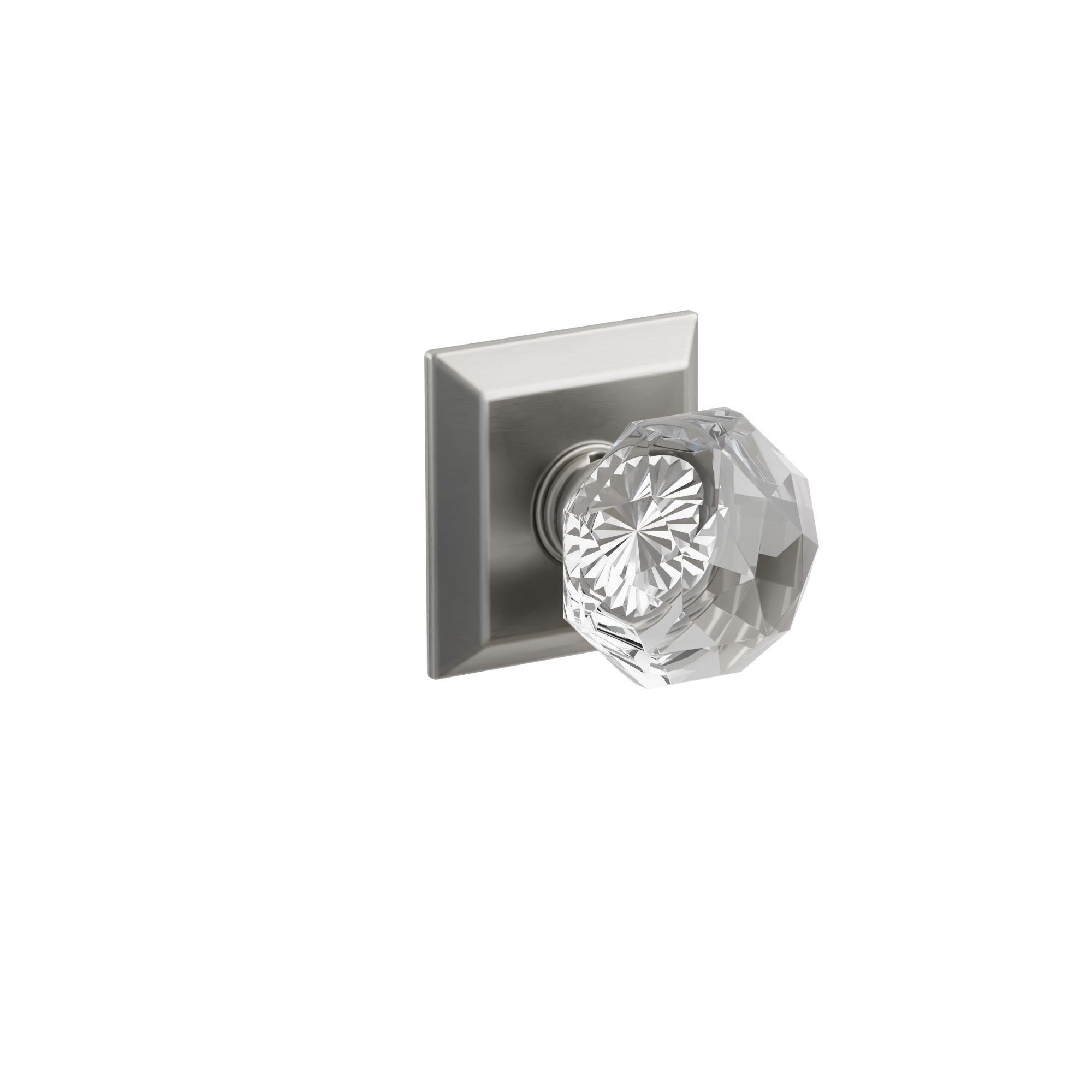 Emtek Concealed Fastener Diamond Glass Knob Set With Quincy Rosette