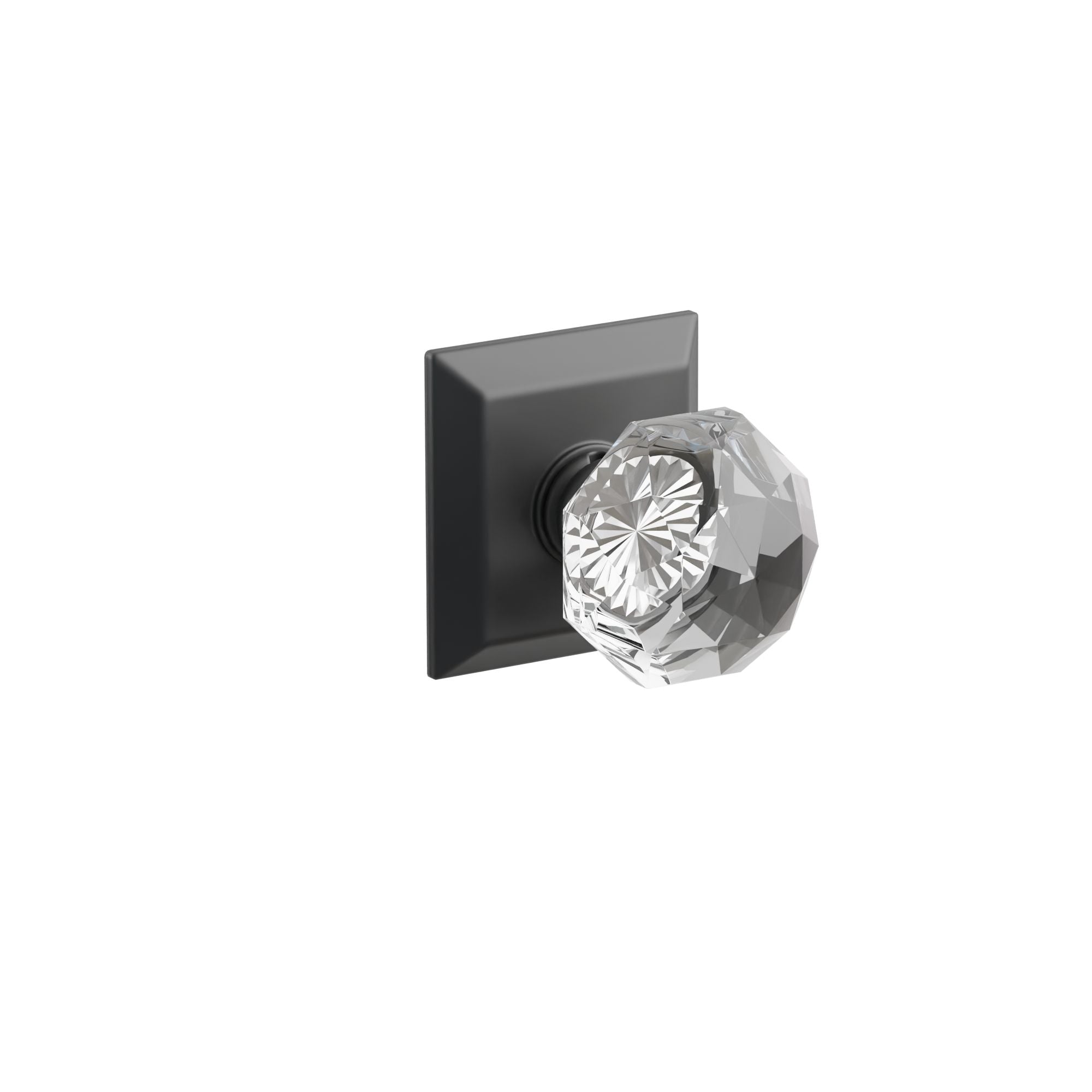 Emtek Concealed Fastener Diamond Glass Knob Set With Quincy Rosette