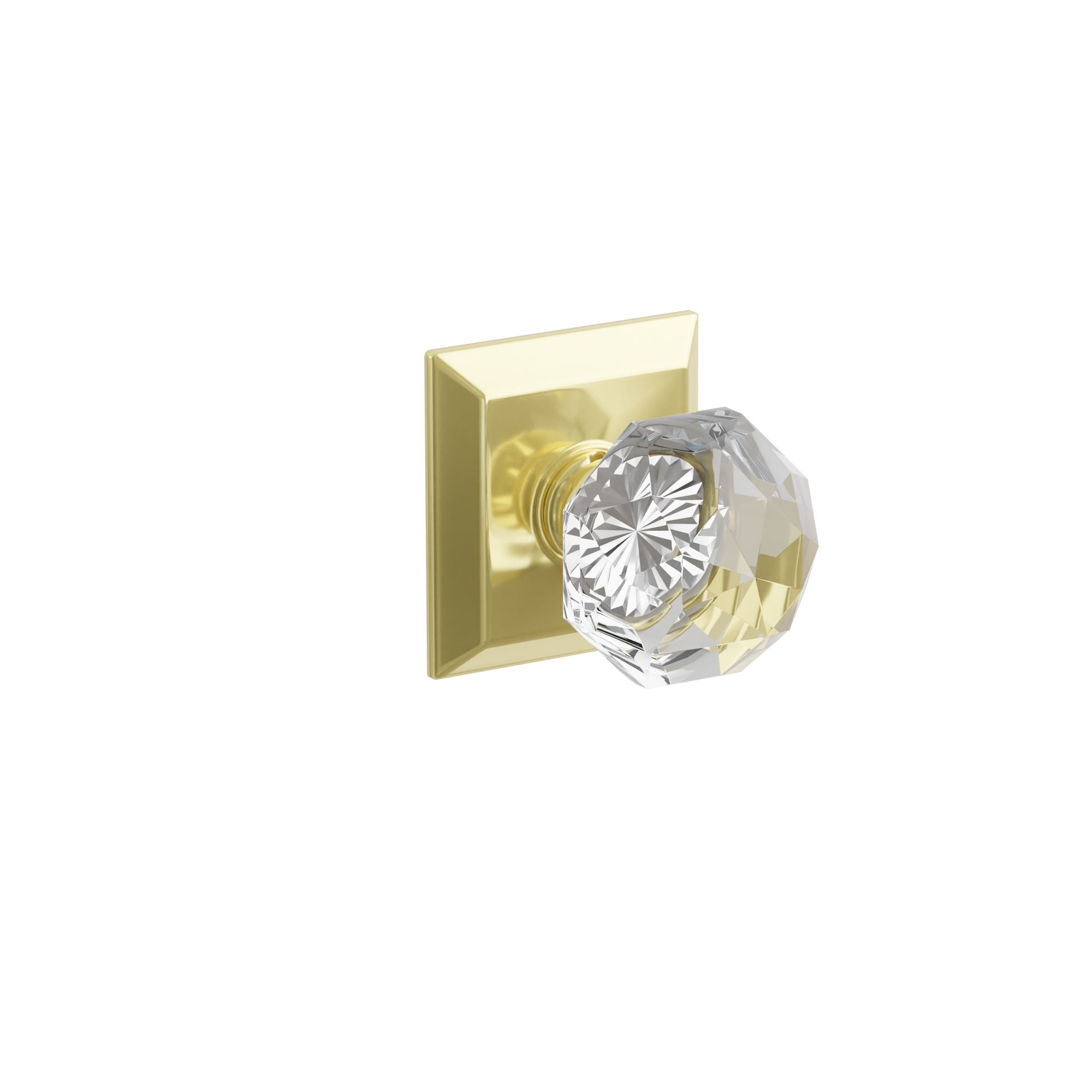 Emtek Concealed Fastener Diamond Glass Knob Set With Quincy Rosette