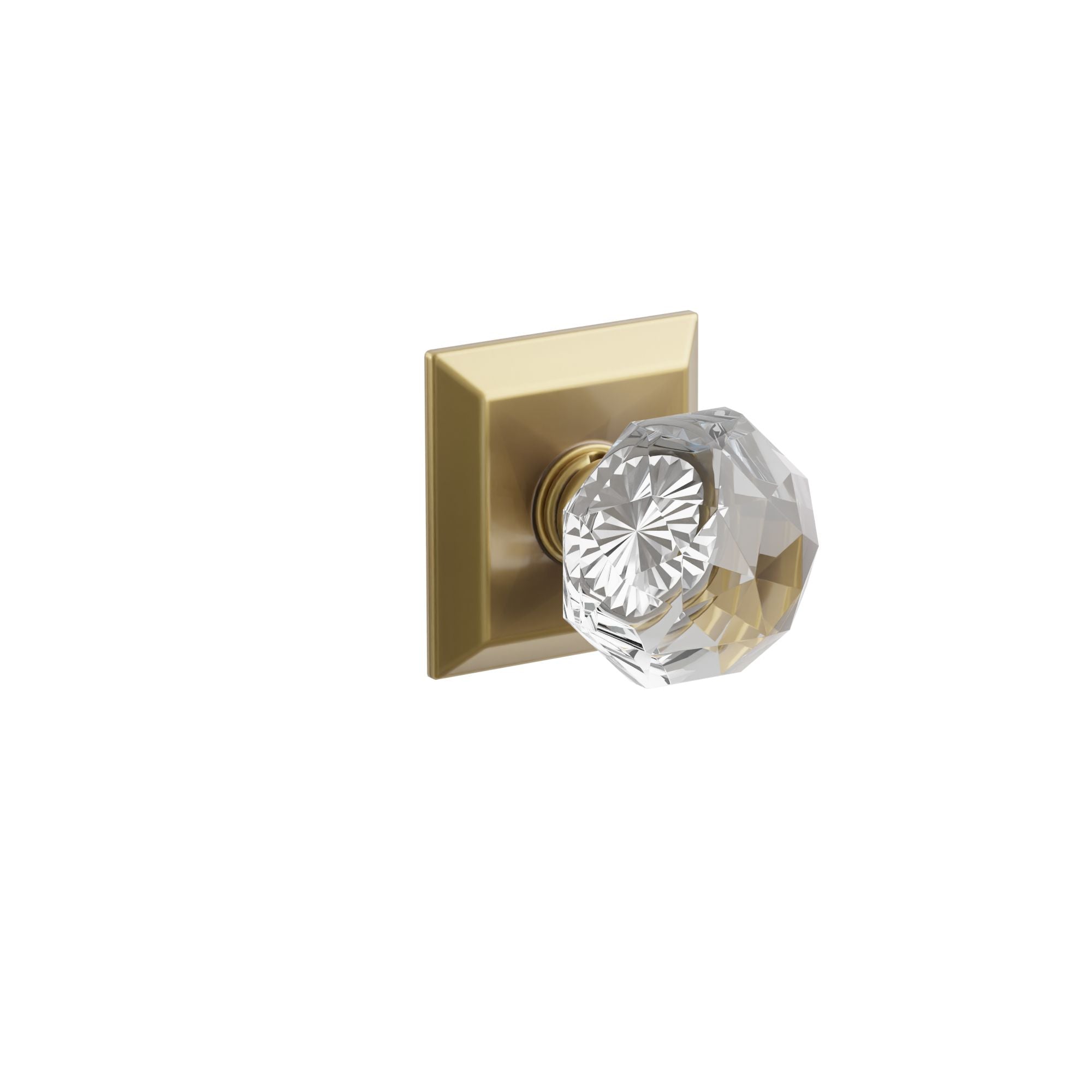 Emtek Concealed Fastener Diamond Glass Knob Set With Quincy Rosette