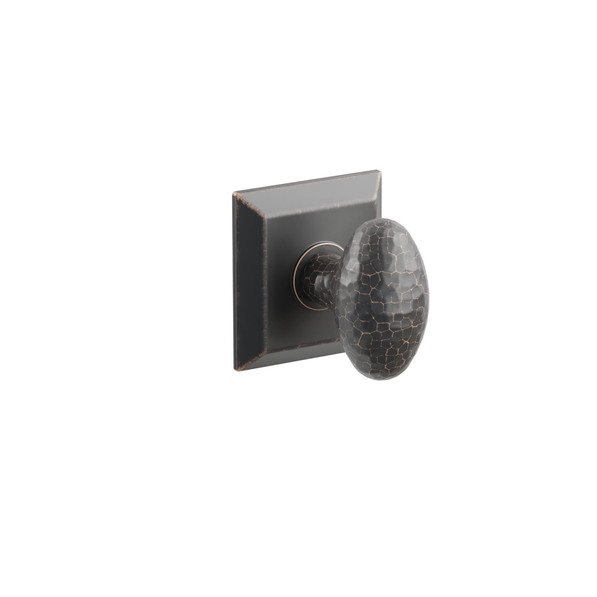 Emtek Hammered Egg Knob Set with Quincy Rosette