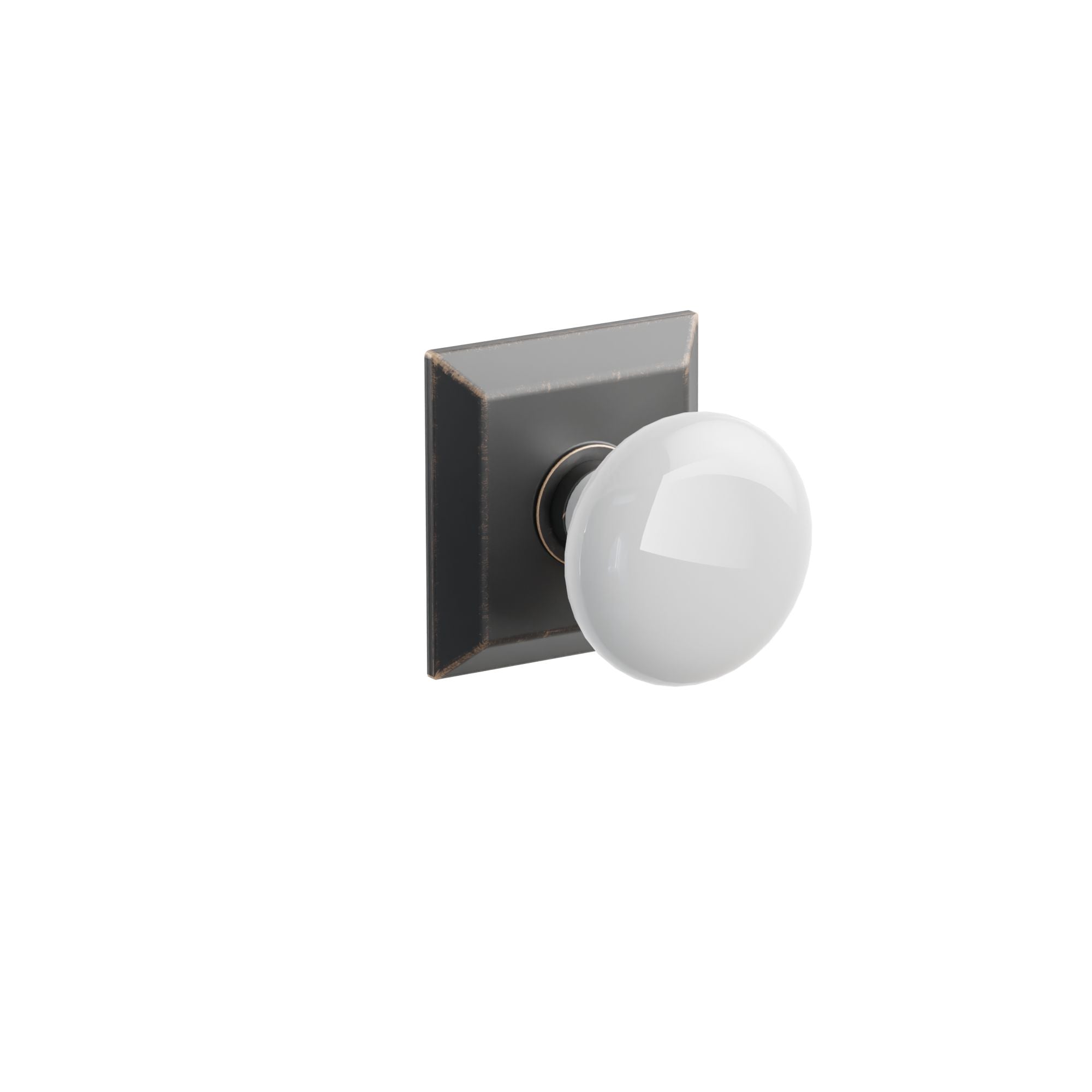Emtek Concealed Fastener Ice White Porcelain Knob Set With Quincy Rosette