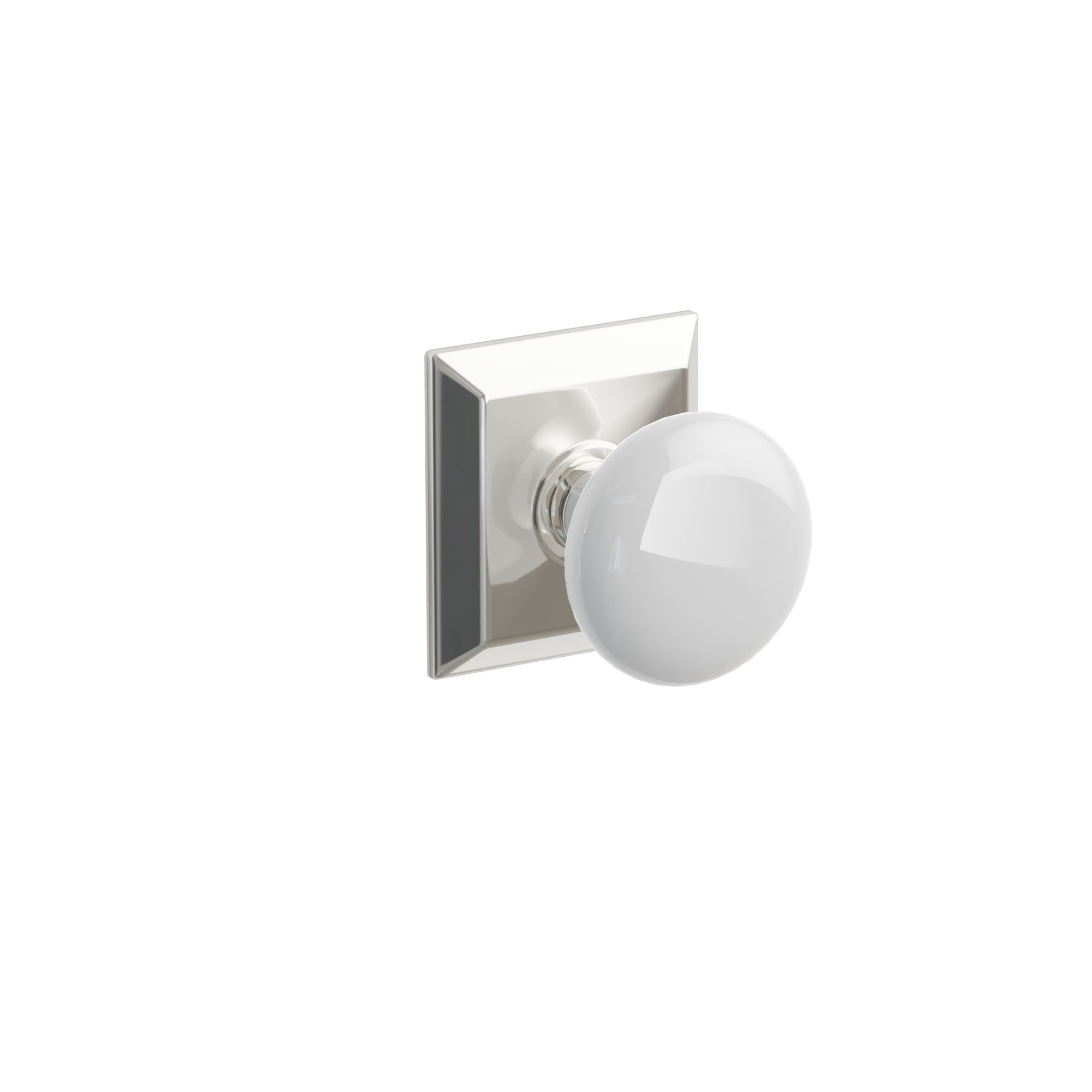 Emtek Ice White Porcelain Knob Set with Quincy Rosette