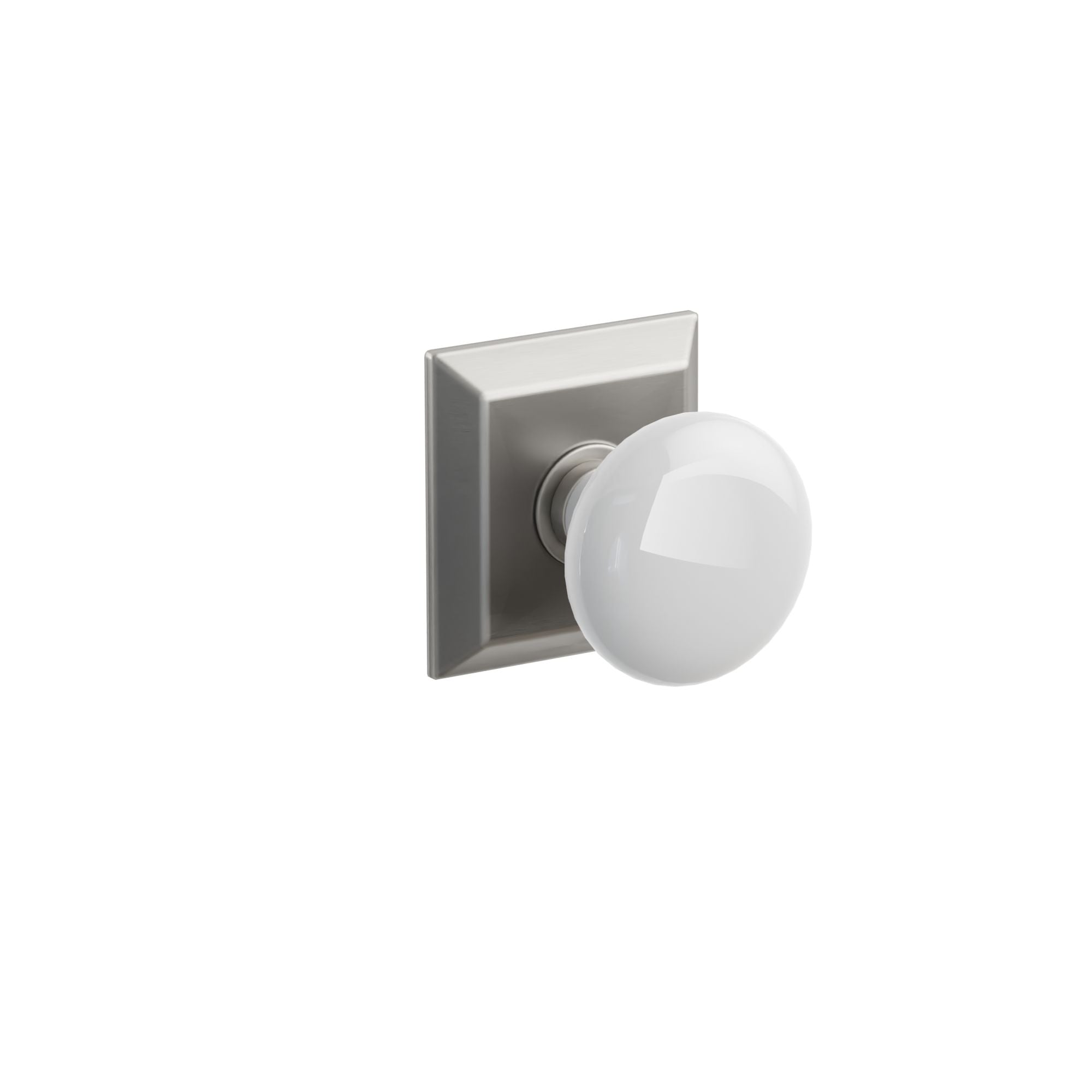 Emtek Concealed Fastener Ice White Porcelain Knob Set With Quincy Rosette