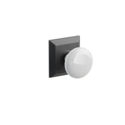 Emtek Concealed Fastener Ice White Porcelain Knob Set With Quincy Rosette