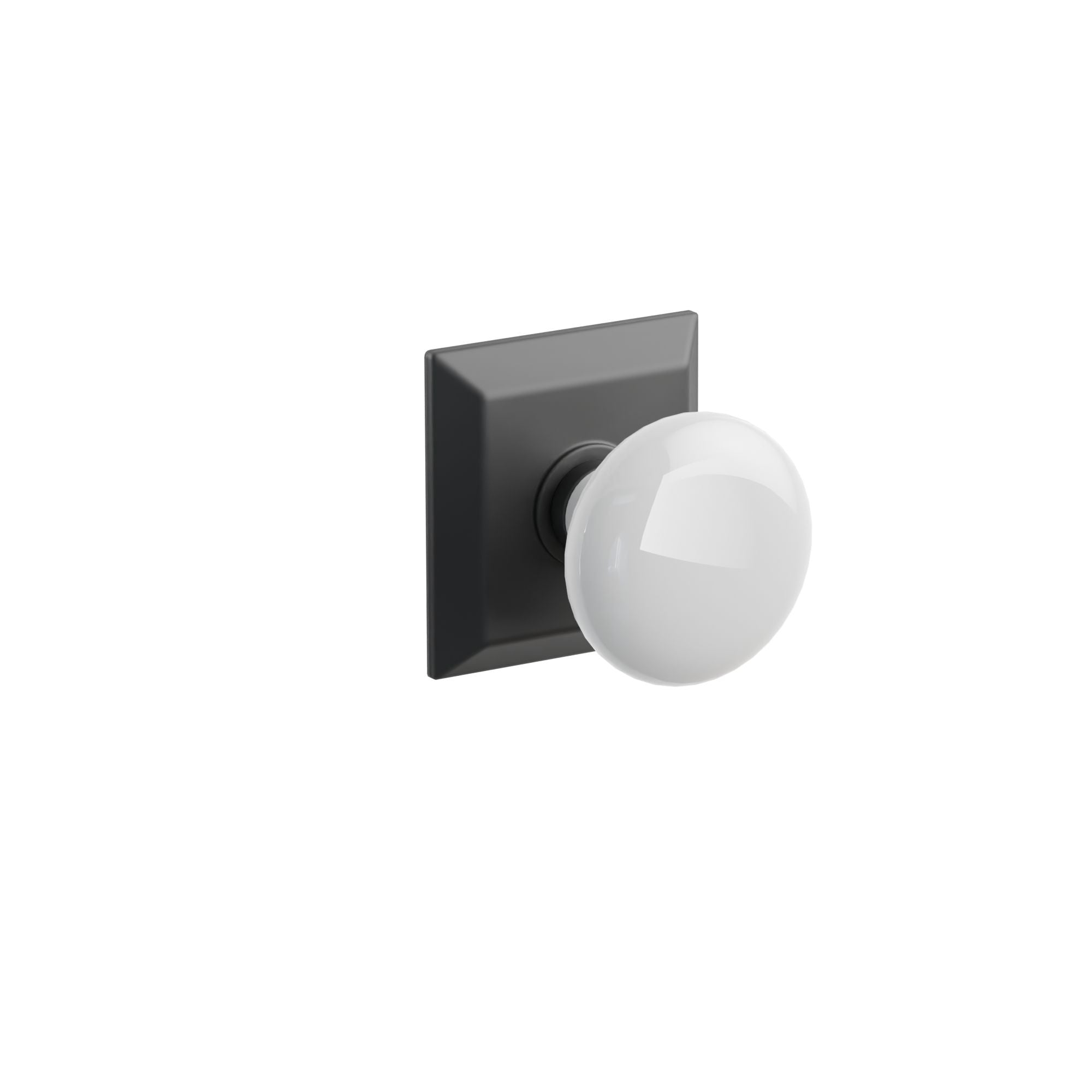 Emtek Concealed Fastener Ice White Porcelain Knob Set With Quincy Rosette