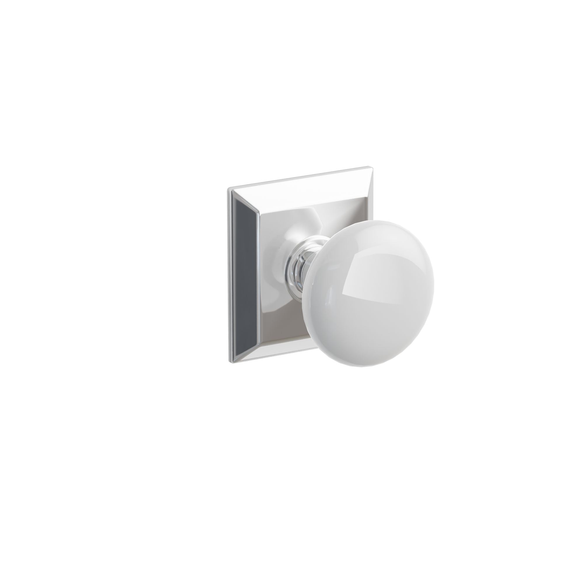 Emtek Concealed Fastener Ice White Porcelain Knob Set With Quincy Rosette