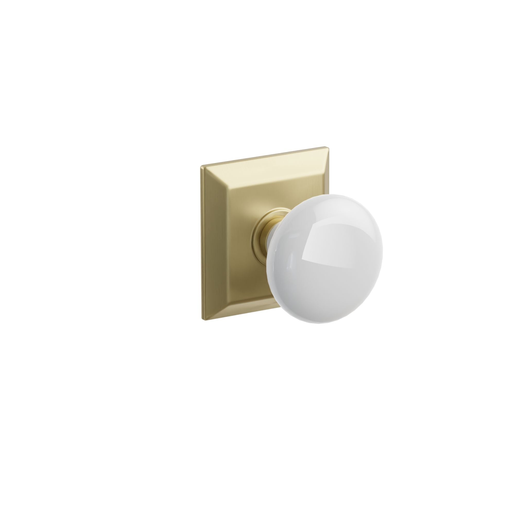 Emtek Ice White Porcelain Knob Set with Quincy Rosette
