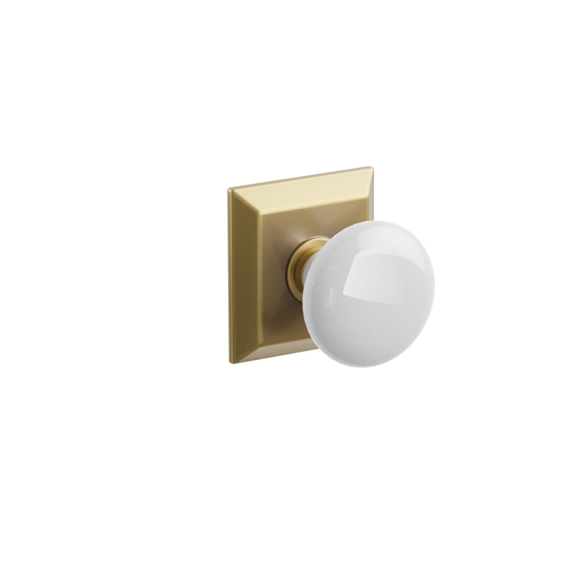 Emtek Concealed Fastener Ice White Porcelain Knob Set With Quincy Rosette