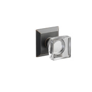 Emtek Modern Square Glass Knob Set with Quincy Rosette
