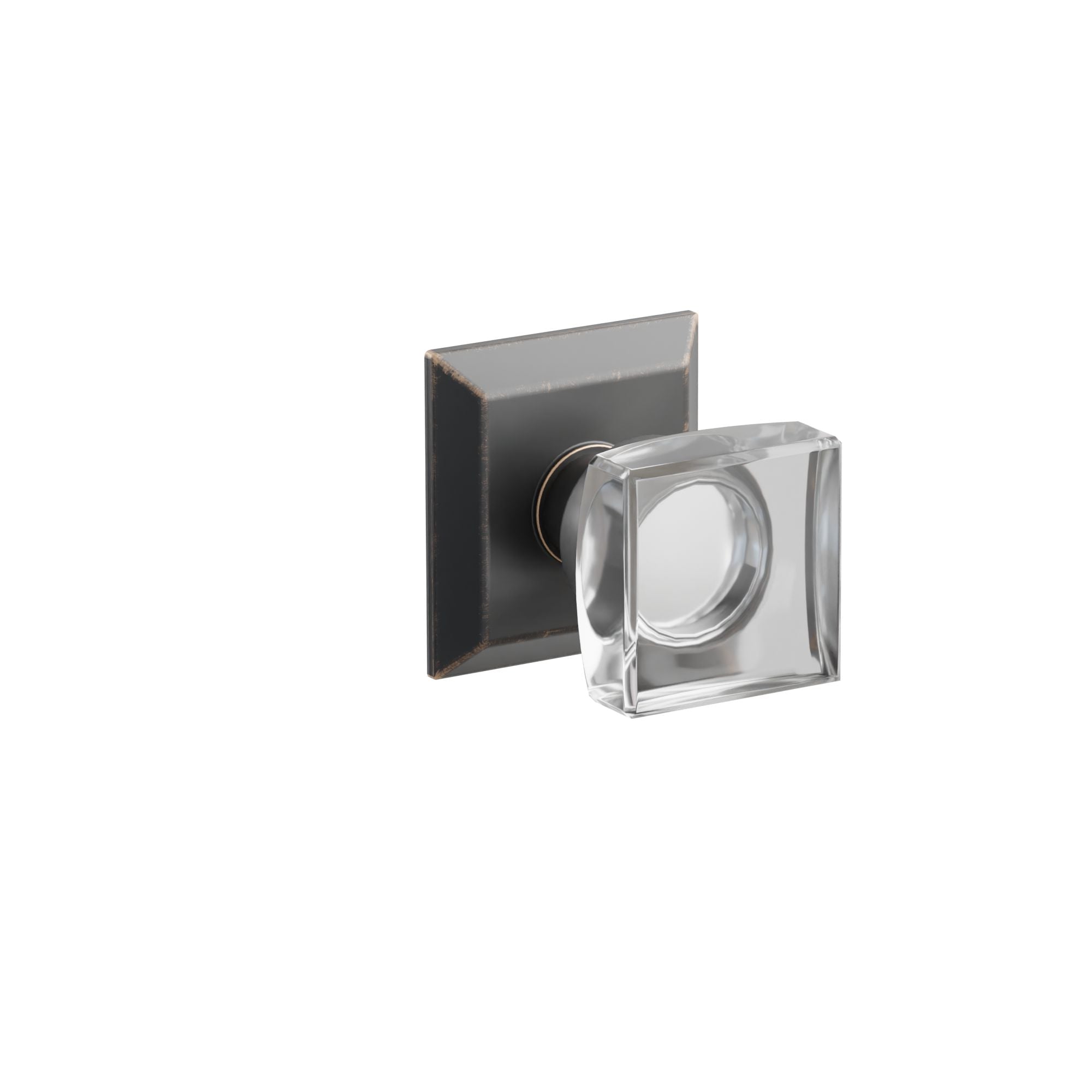 Emtek Concealed Fastener Modern Square Glass Knob Set With Quincy Rosette