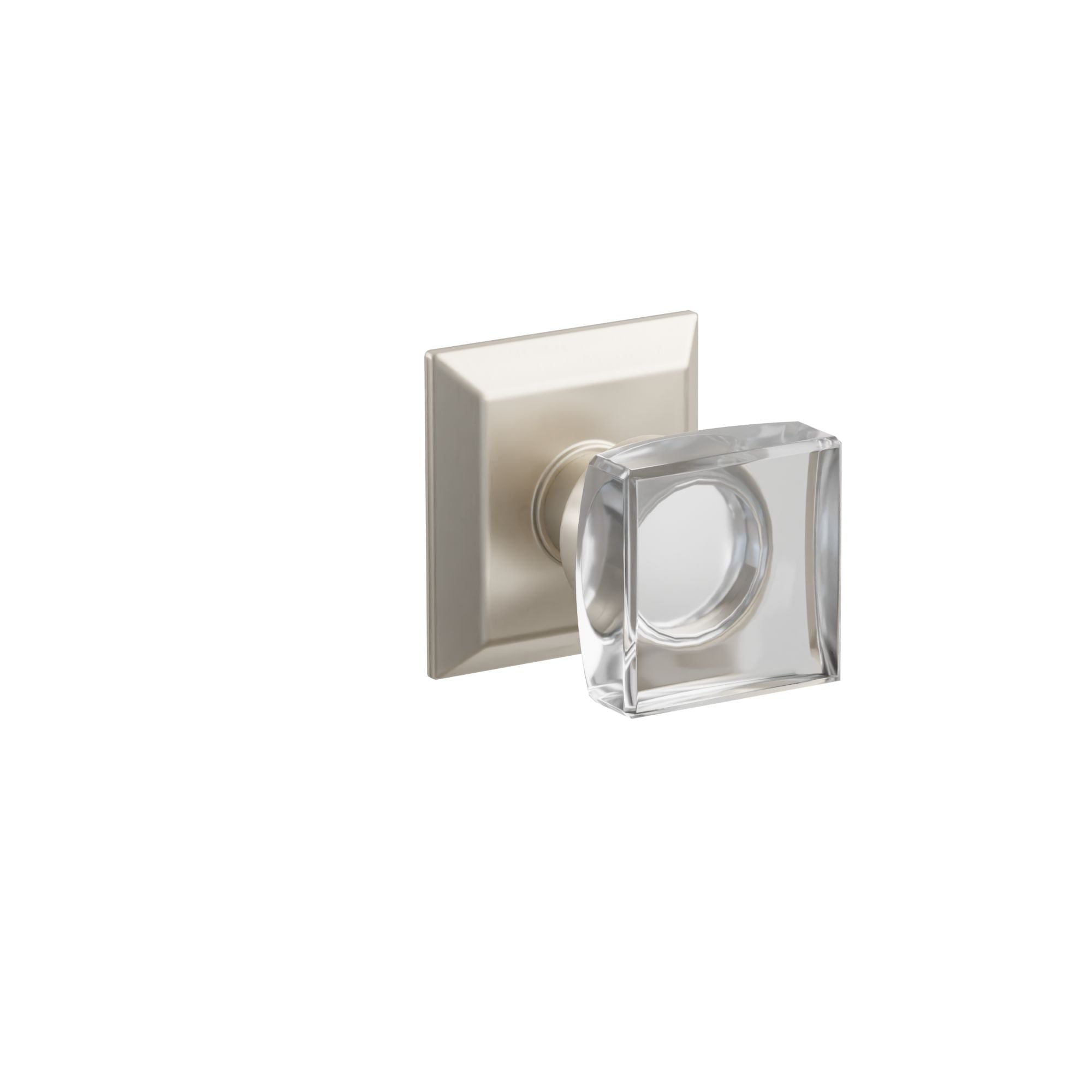 Emtek Concealed Fastener Modern Square Glass Knob Set With Quincy Rosette