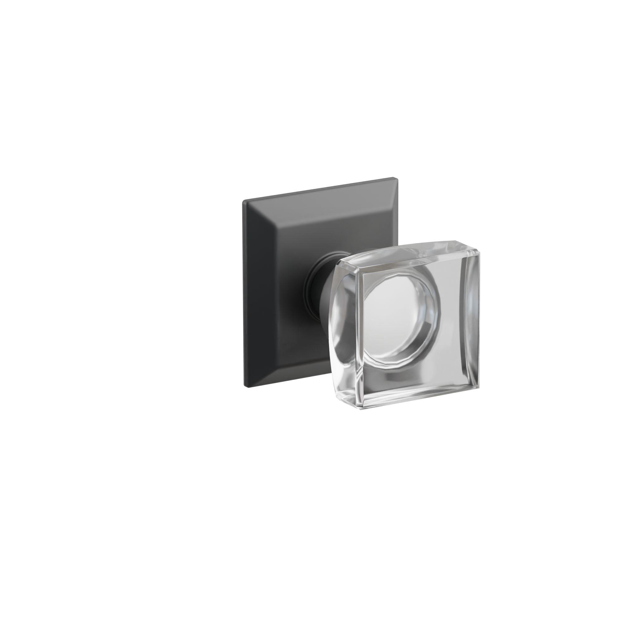 Emtek Concealed Fastener Modern Square Glass Knob Set With Quincy Rosette