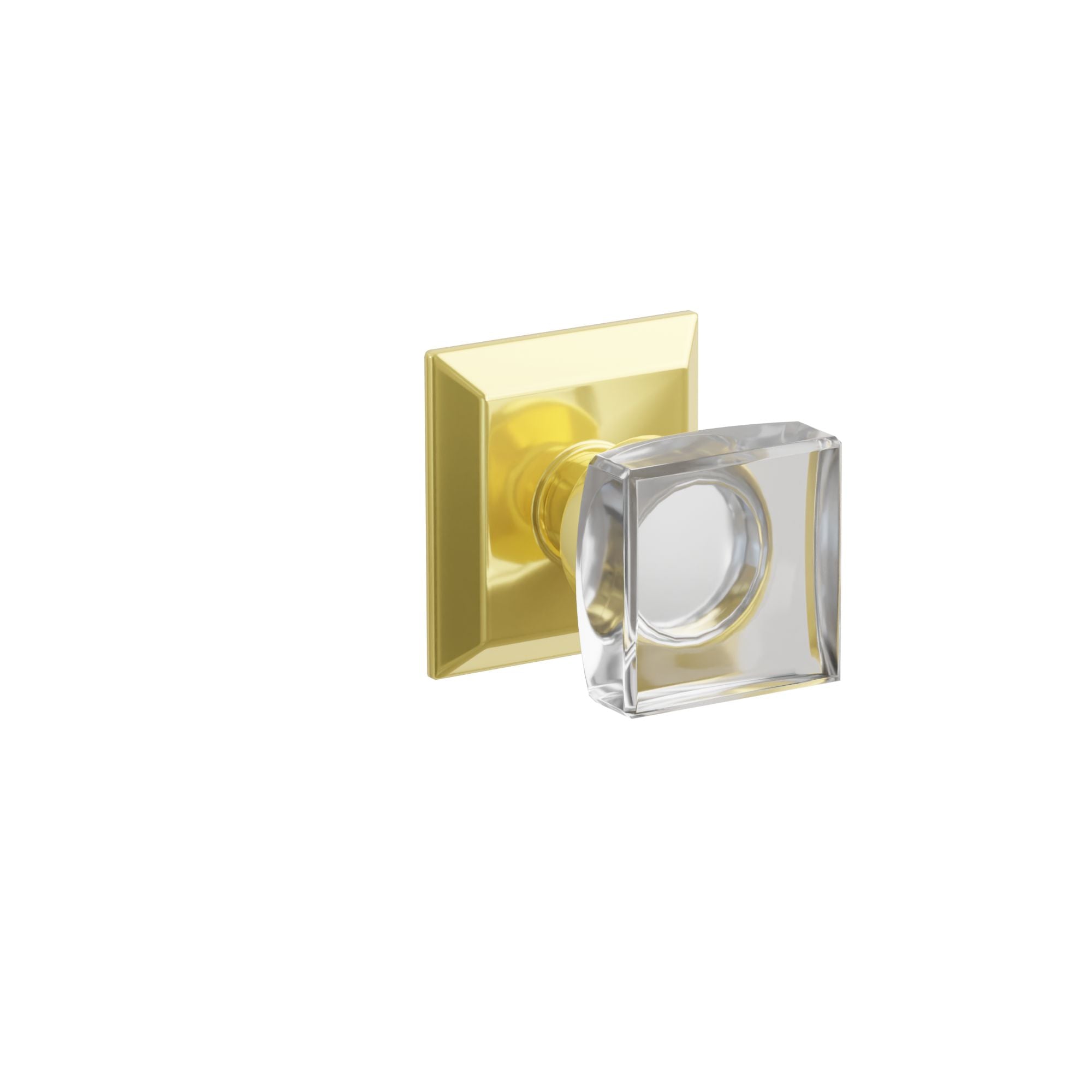 Emtek Modern Square Glass Knob Set with Quincy Rosette
