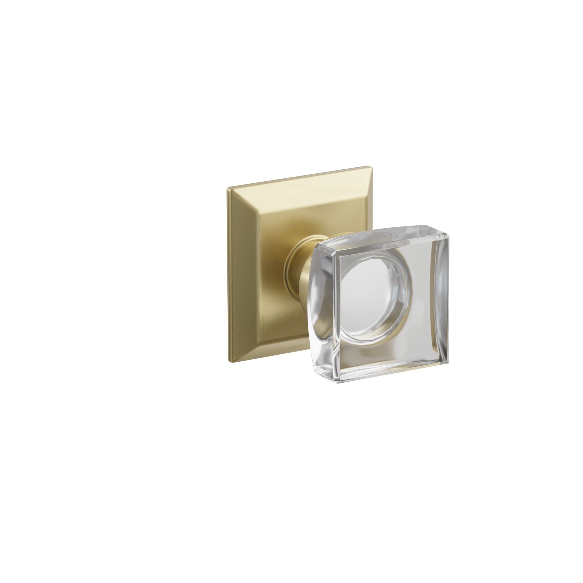 Emtek Concealed Fastener Modern Square Glass Knob Set With Quincy Rosette
