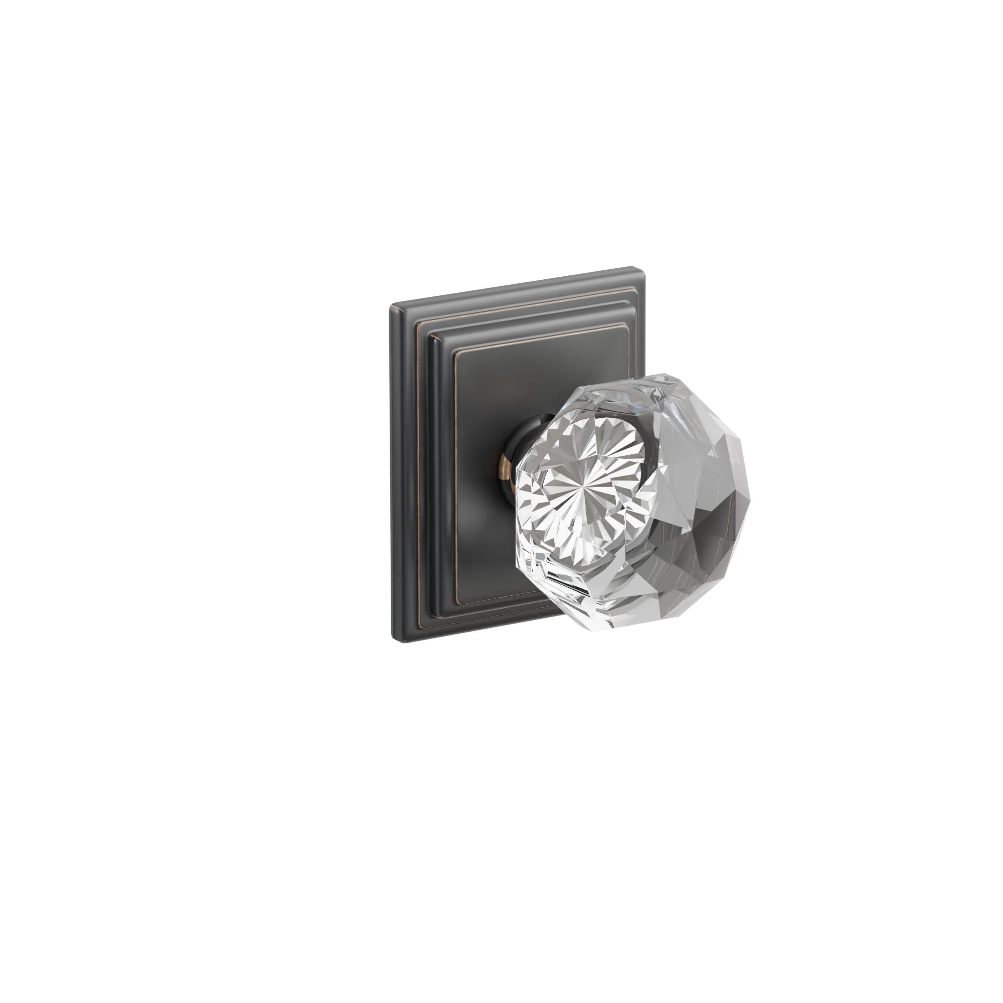 Emtek Concealed Fastener Diamond Glass Knob Set With Wilshire Rosette