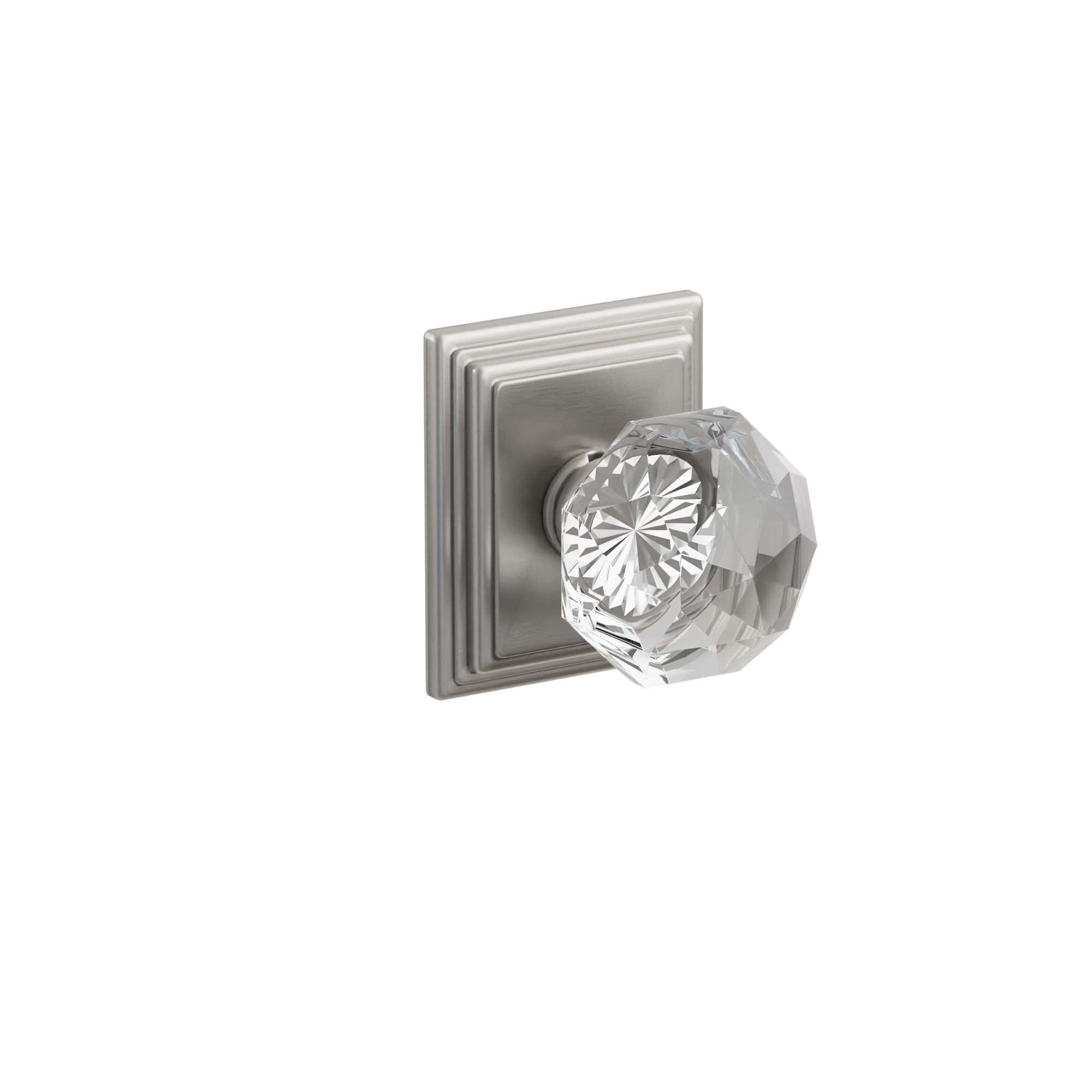 Emtek Concealed Fastener Diamond Glass Knob Set With Wilshire Rosette
