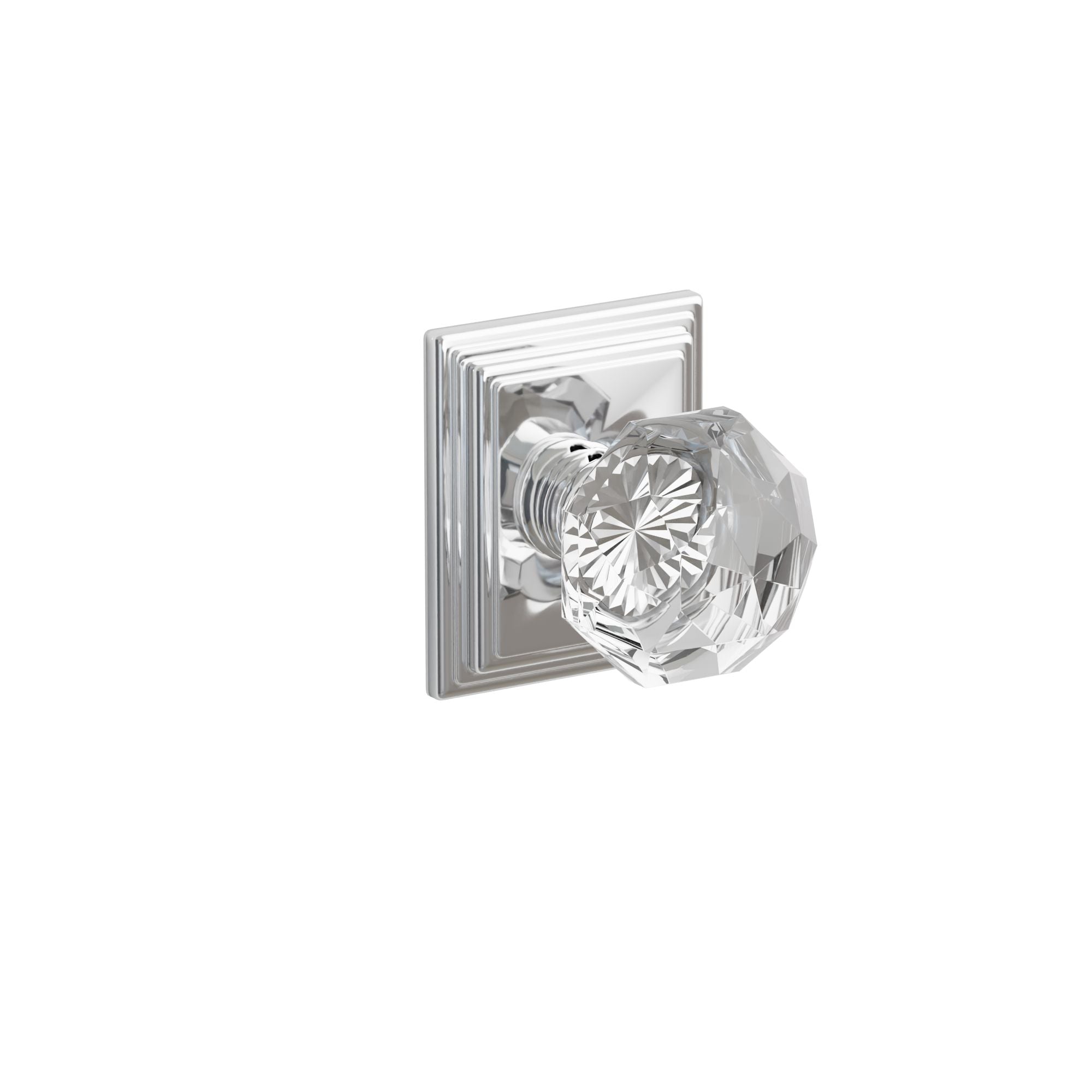 Emtek Concealed Fastener Diamond Glass Knob Set With Wilshire Rosette