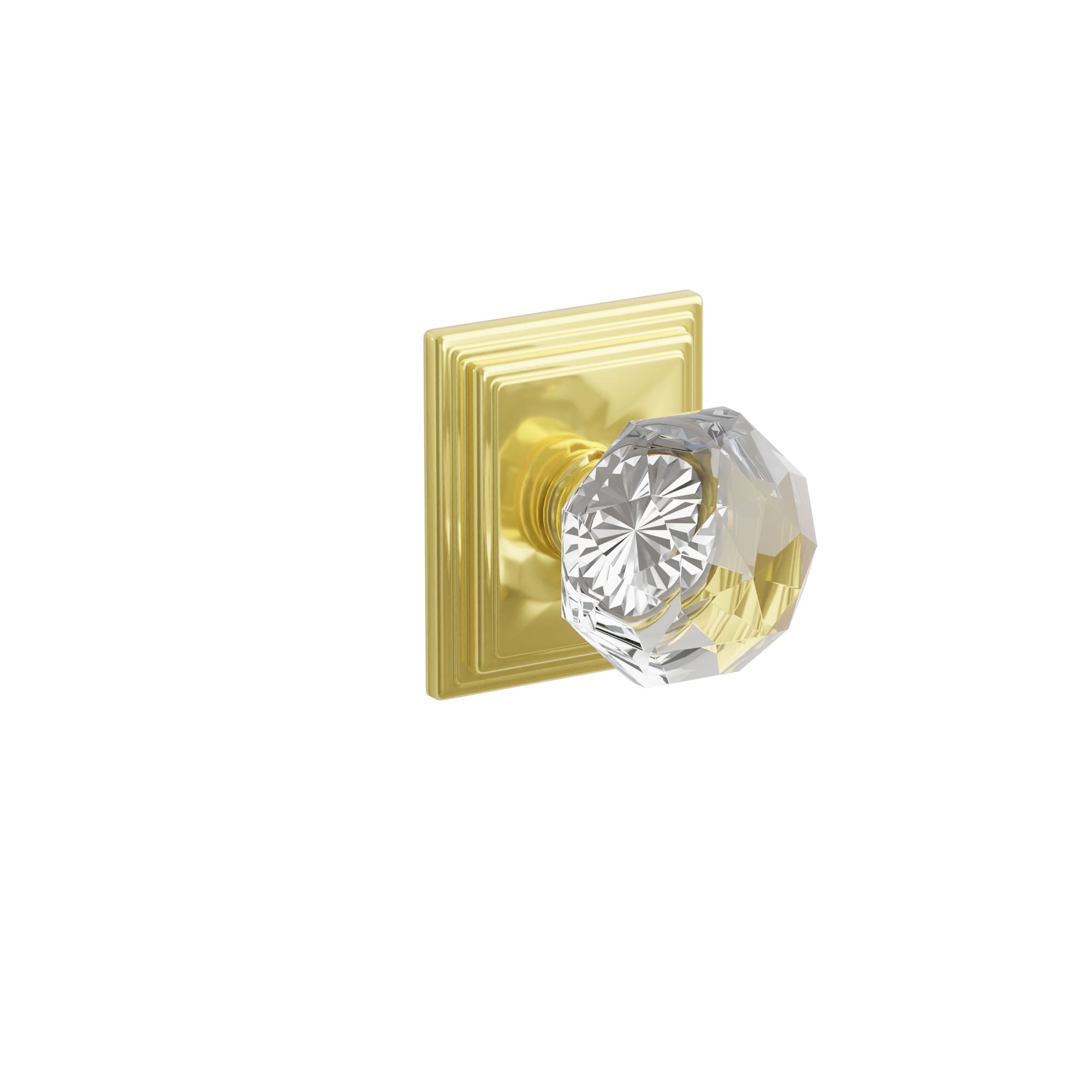 Emtek Concealed Fastener Diamond Glass Knob Set With Wilshire Rosette