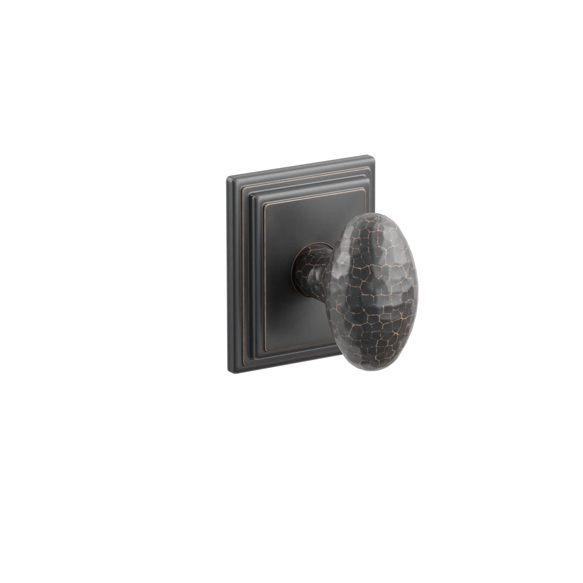 Emtek Hammered Egg Knob Set with Wilshire Rosette