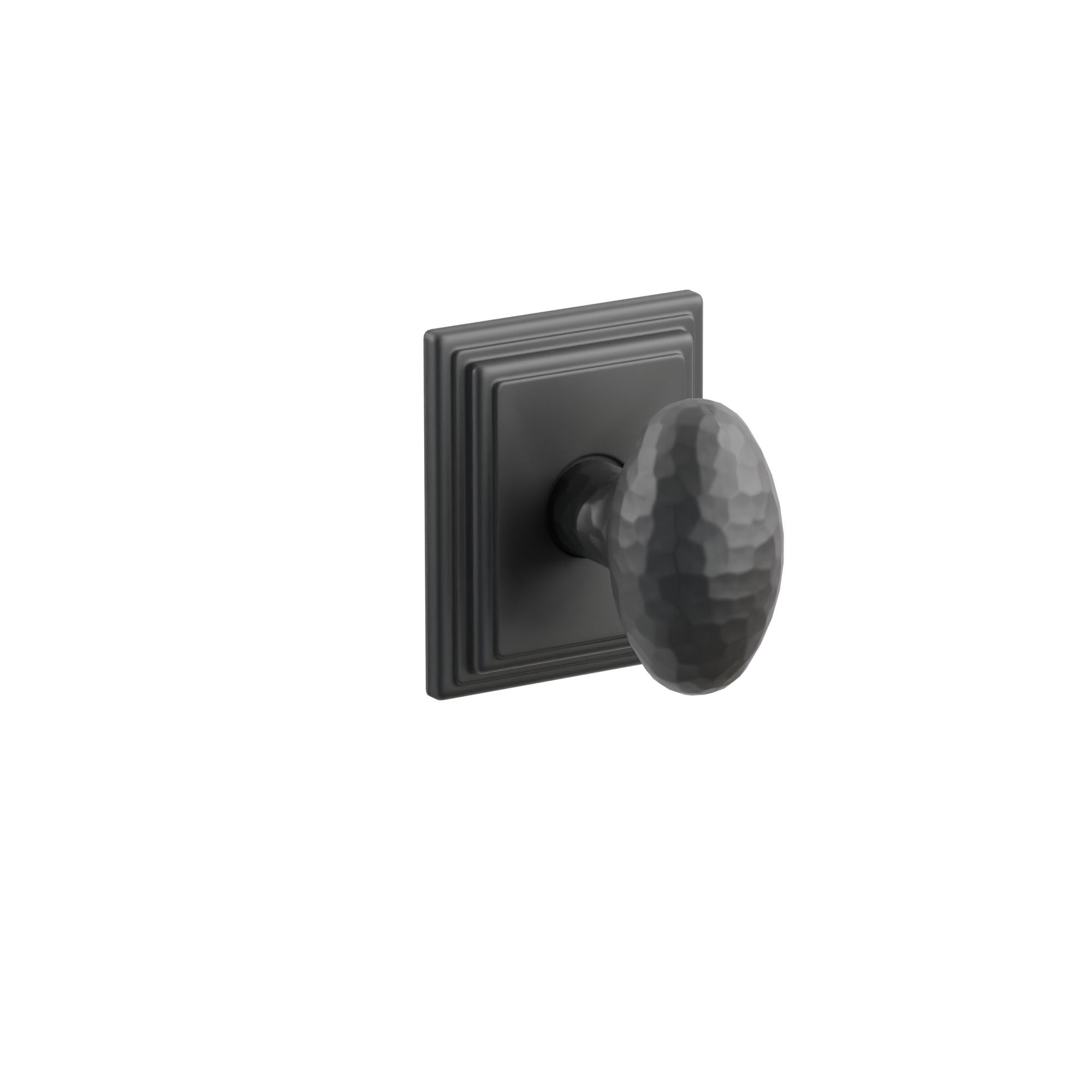 Emtek Concealed Fastener Hammered Egg Knob Set With Wilshire Rosette