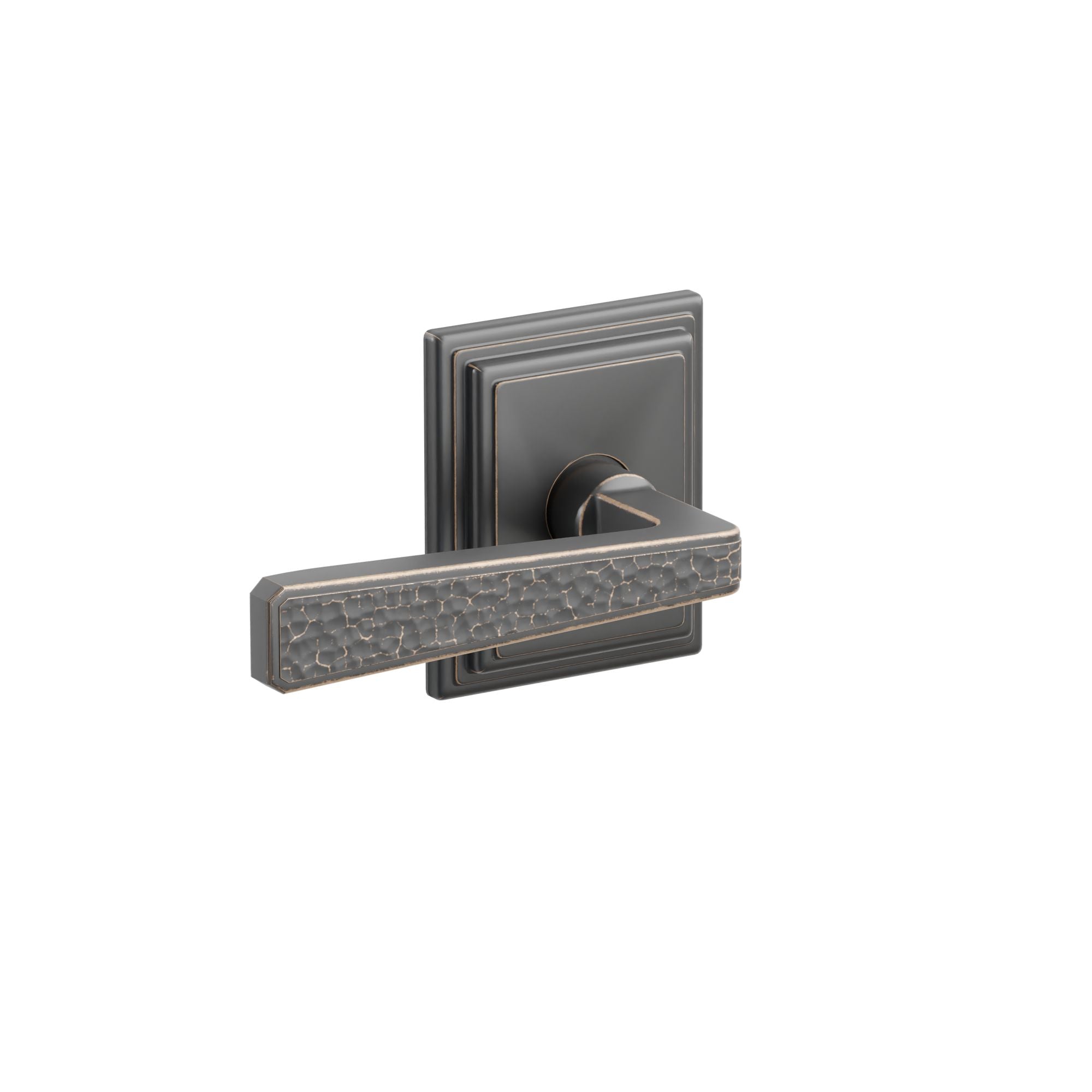 Emtek Concealed Fastener Hammered Lever Set With Wilshire Rosette