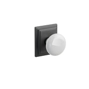 Emtek Concealed Fastener Ice White Porcelain Knob Set With Wilshire Rosette