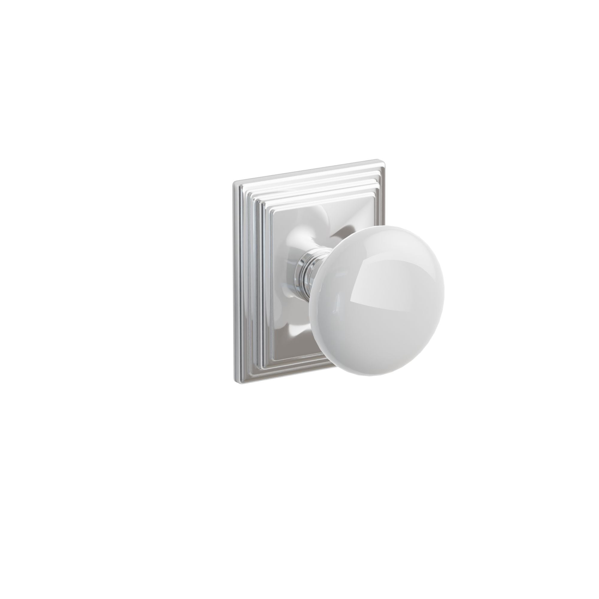 Emtek Concealed Fastener Ice White Porcelain Knob Set With Wilshire Rosette