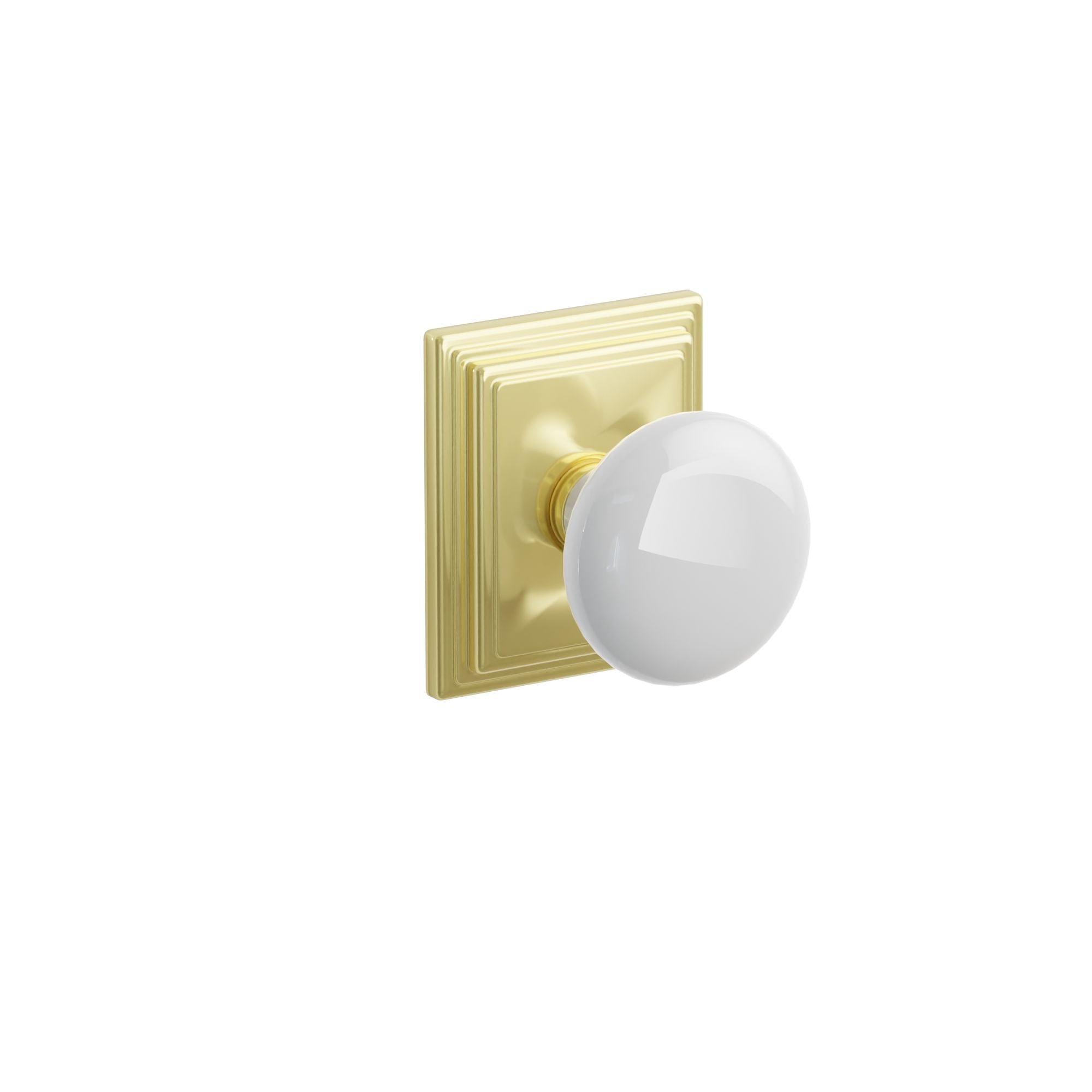 Emtek Concealed Fastener Ice White Porcelain Knob Set With Wilshire Rosette