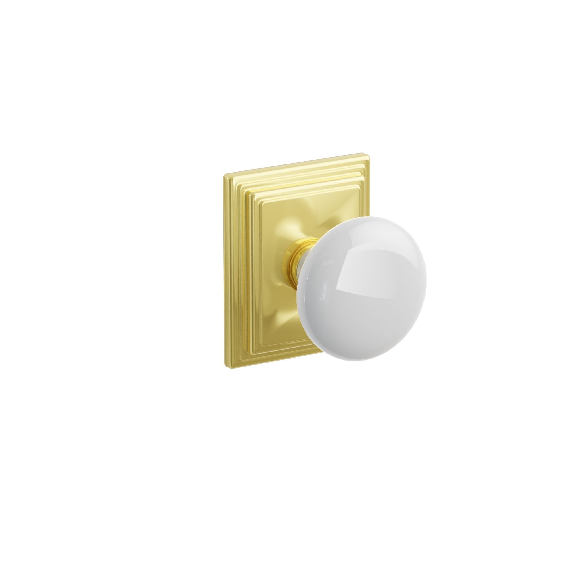 Emtek Concealed Fastener Ice White Porcelain Knob Set With Wilshire Rosette