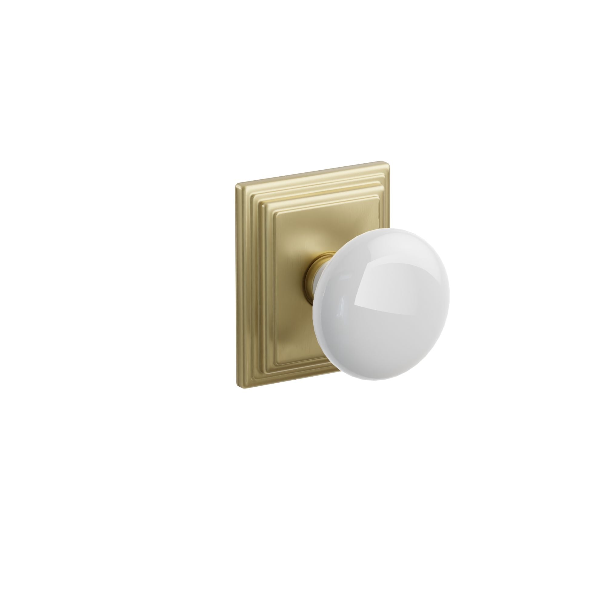 Emtek Ice White Porcelain Knob Set with Wilshire Rosette