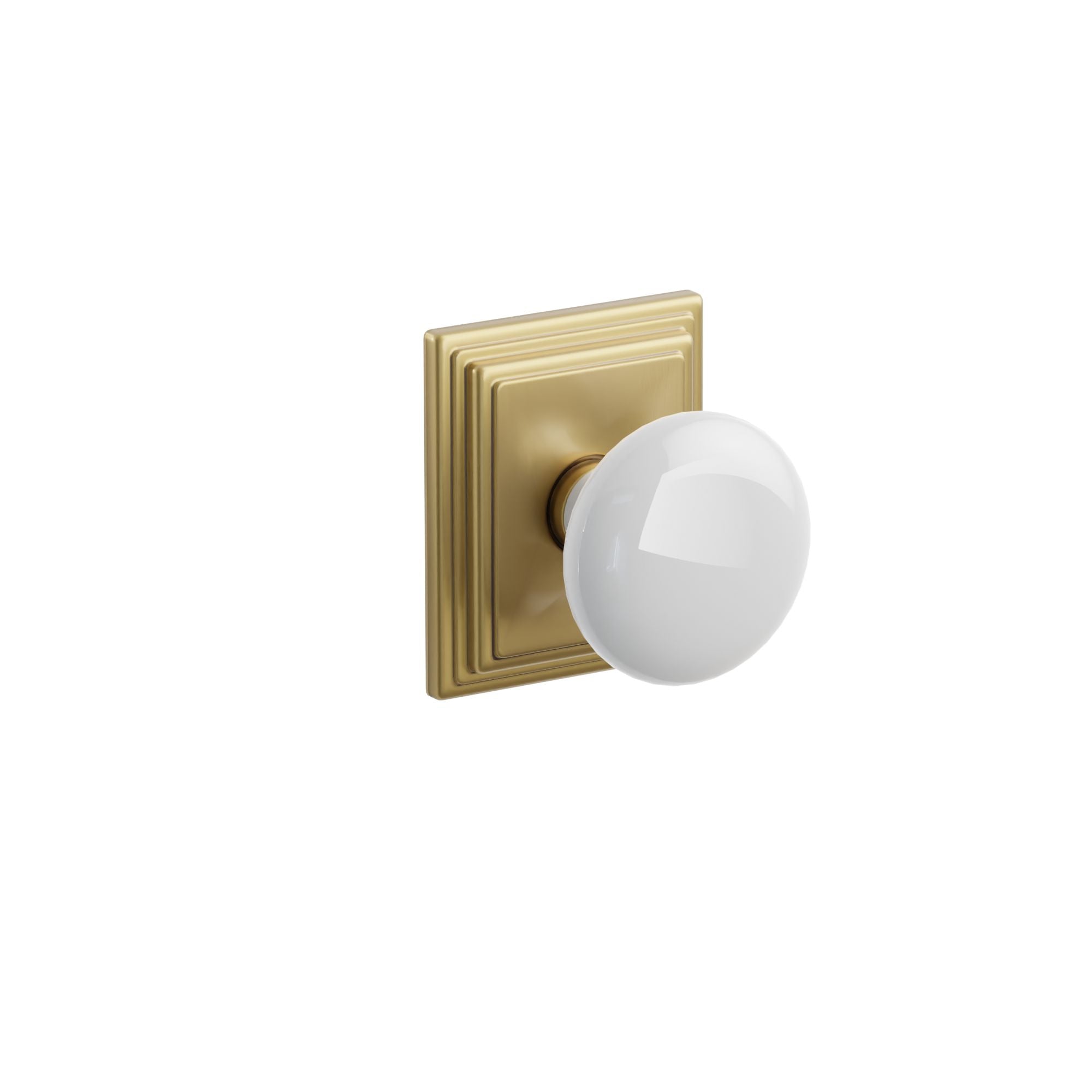 Emtek Concealed Fastener Ice White Porcelain Knob Set With Wilshire Rosette