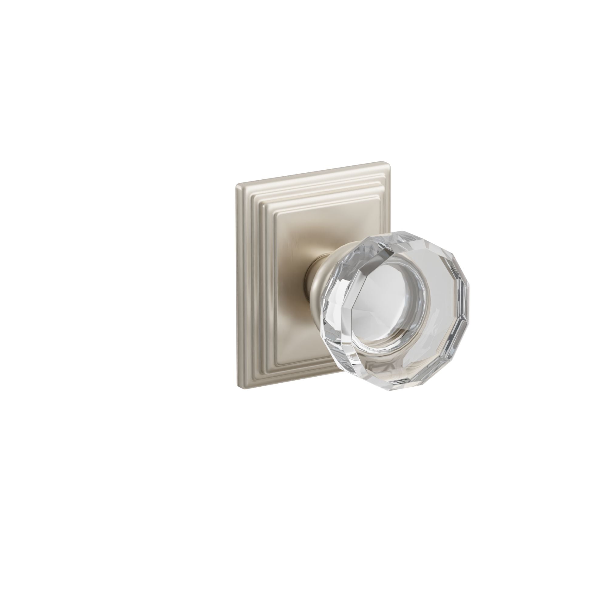 Emtek Lowell Glass Knob Set with Wilshire Rosette