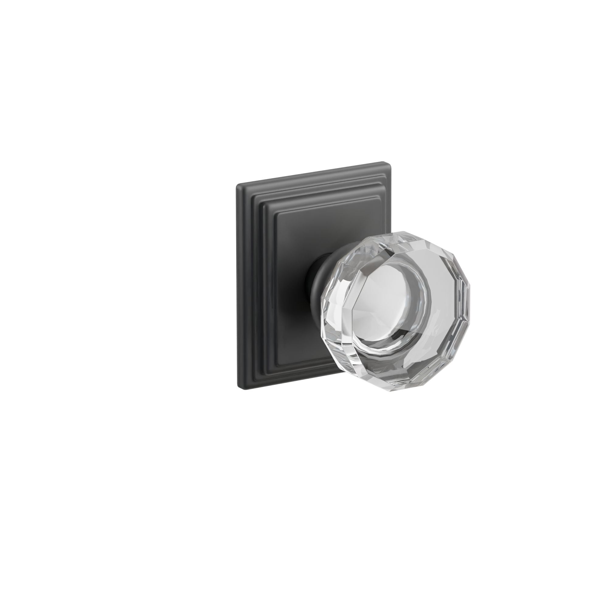 Emtek Concealed Fastener Lowell Glass Knob Set With Wilshire Rosette