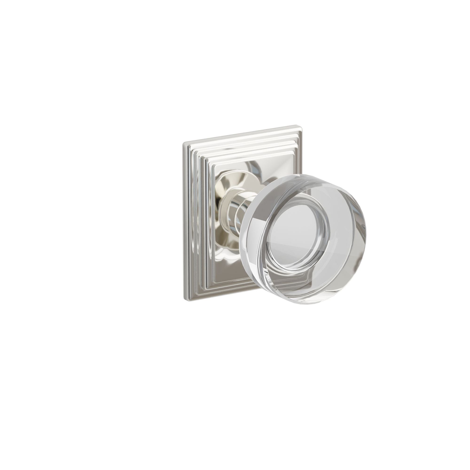 Emtek Concealed Fastener Modern Disc Glass Knob Set With Wilshire Rosette