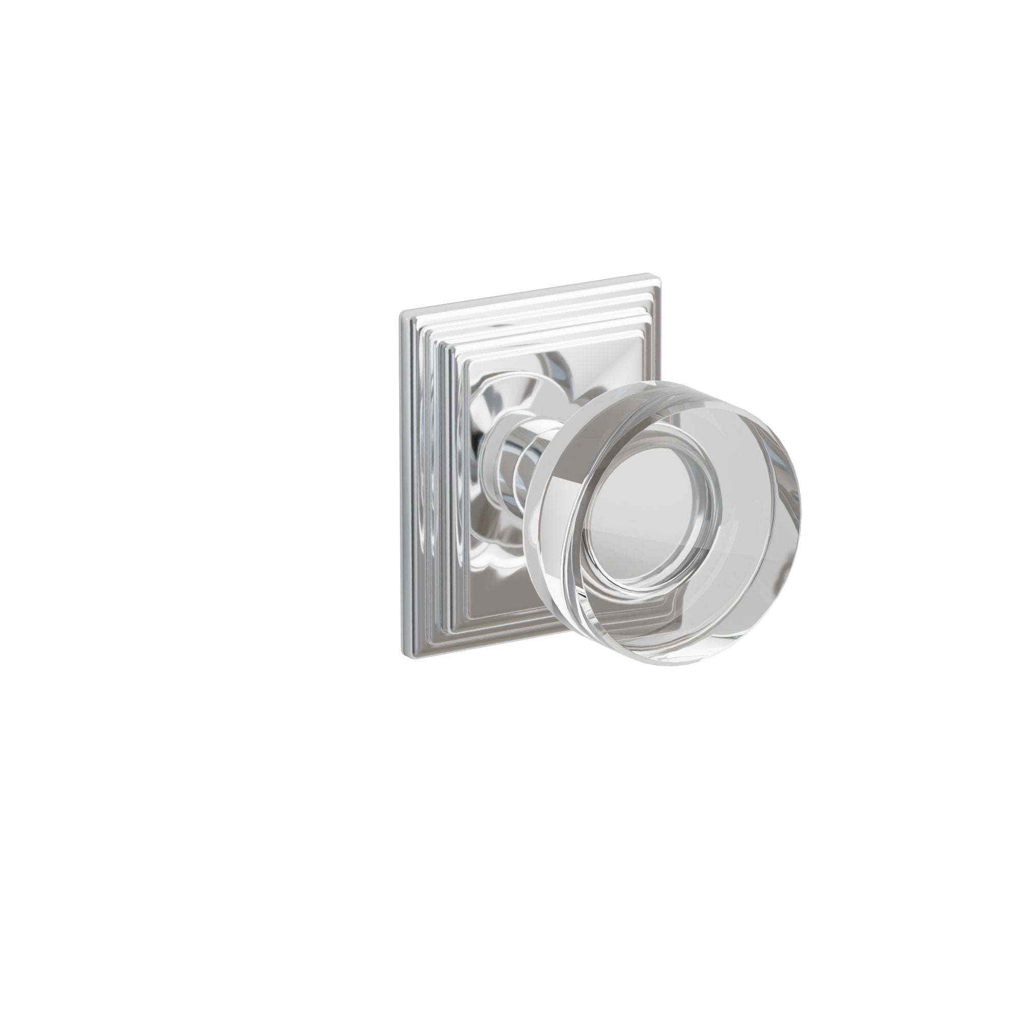 Emtek Modern Disc Glass Knob Set with Wilshire Rosette