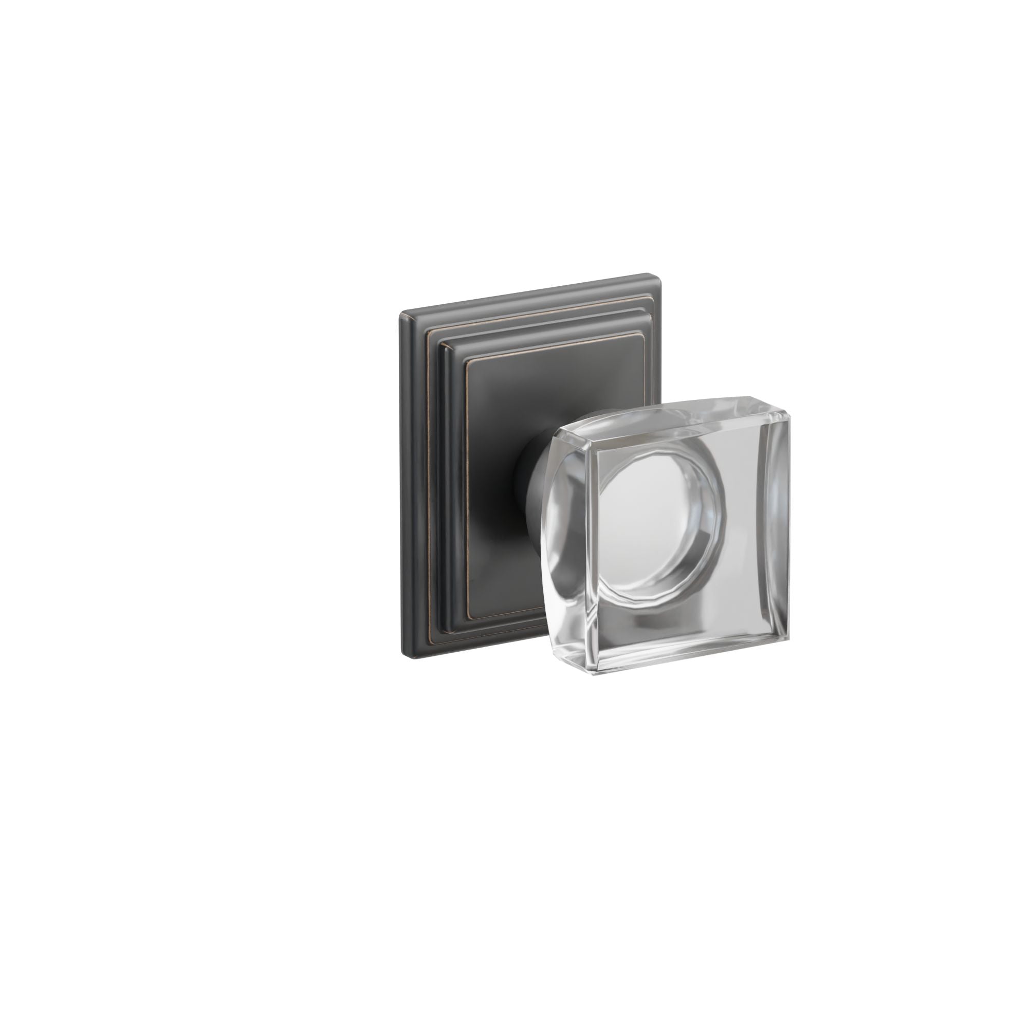 Emtek Modern Square Glass Knob Set with Wilshire Rosette