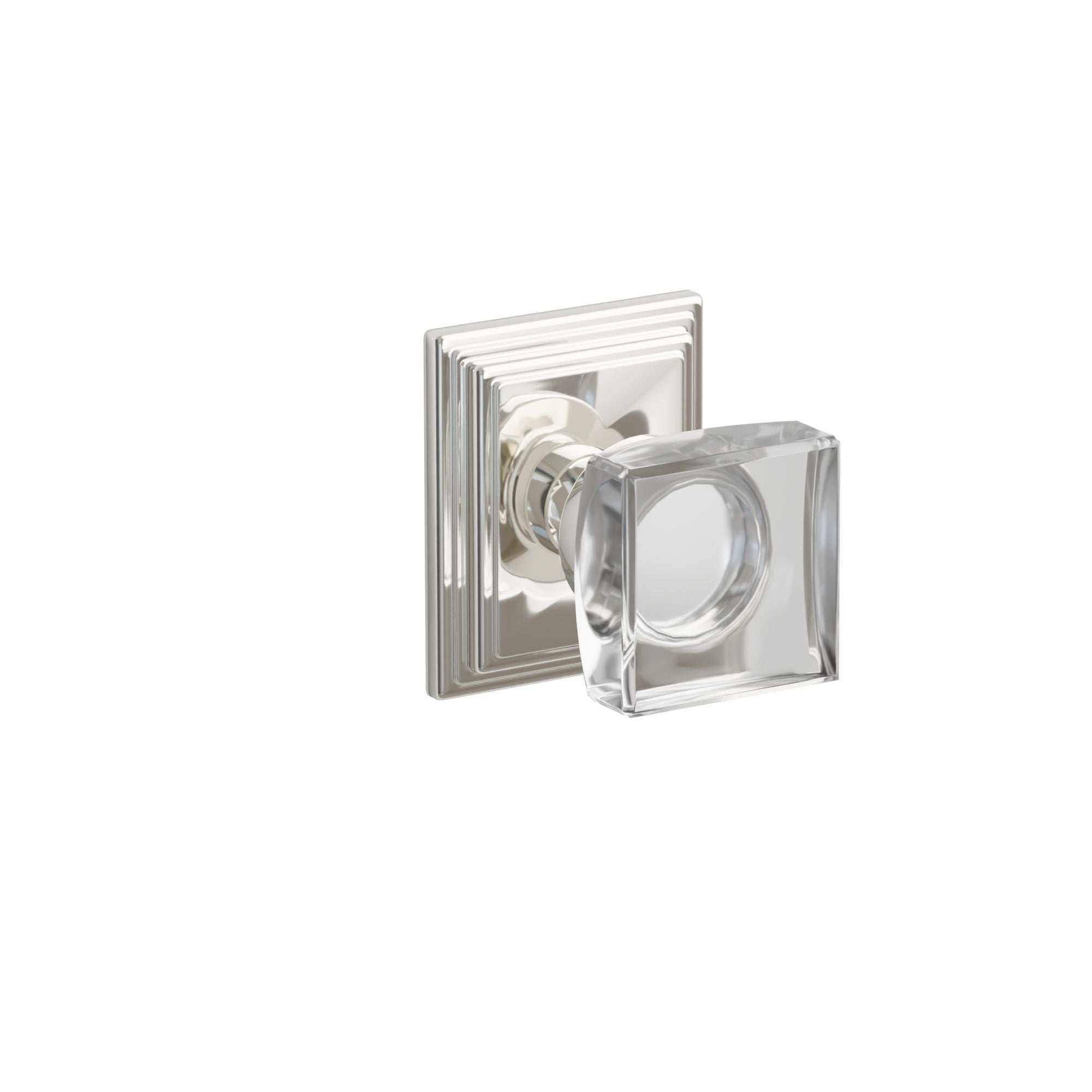 Emtek Concealed Fastener Modern Square Glass Knob Set With Wilshire Rosette
