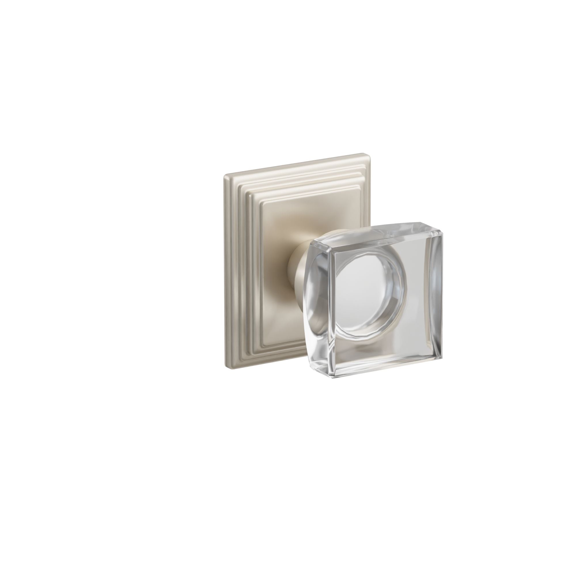 Emtek Concealed Fastener Modern Square Glass Knob Set With Wilshire Rosette