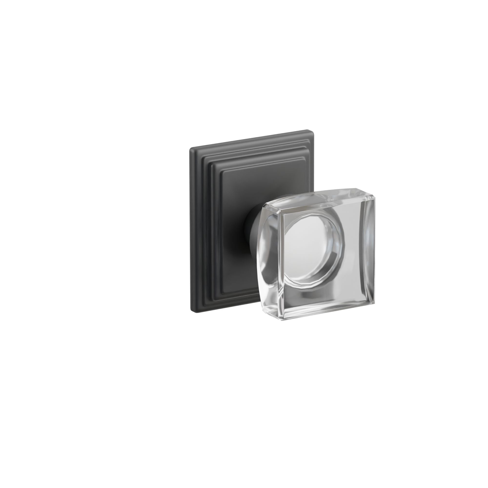 Emtek Modern Square Glass Knob Set with Wilshire Rosette