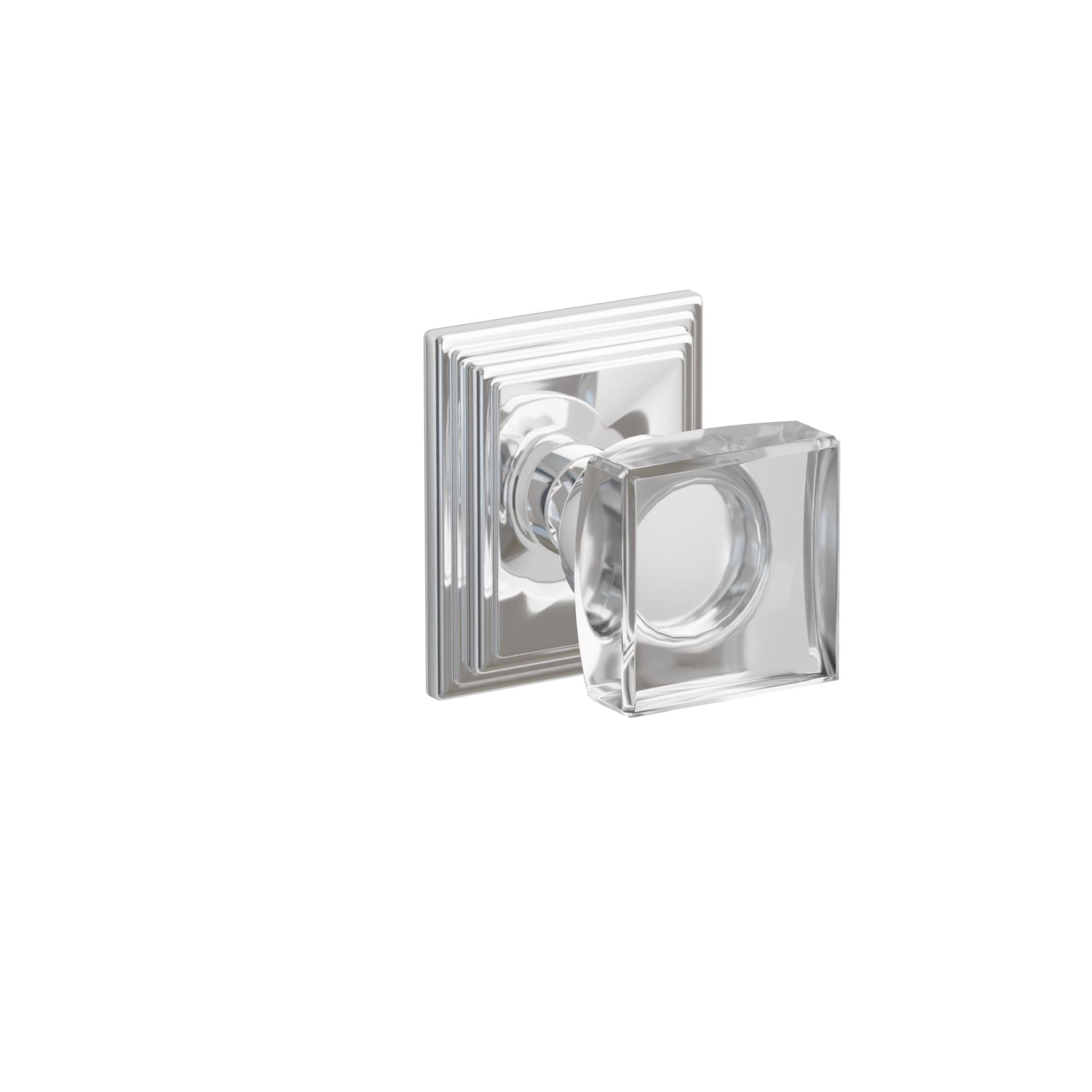 Emtek Concealed Fastener Modern Square Glass Knob Set With Wilshire Rosette