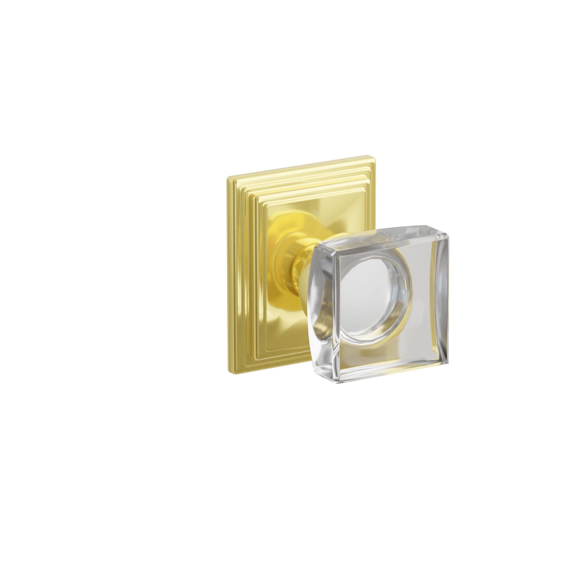 Emtek Modern Square Glass Knob Set with Wilshire Rosette