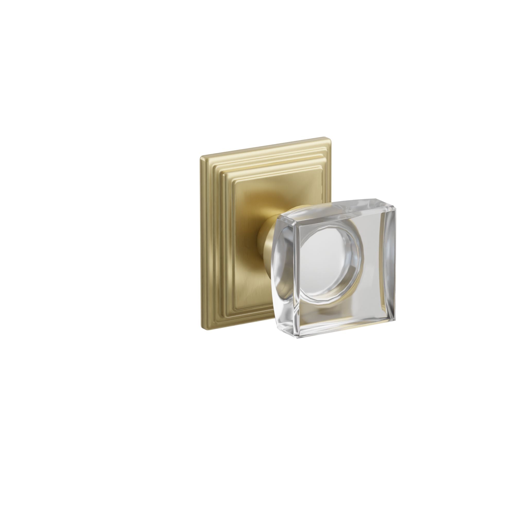 Emtek Modern Square Glass Knob Set with Wilshire Rosette