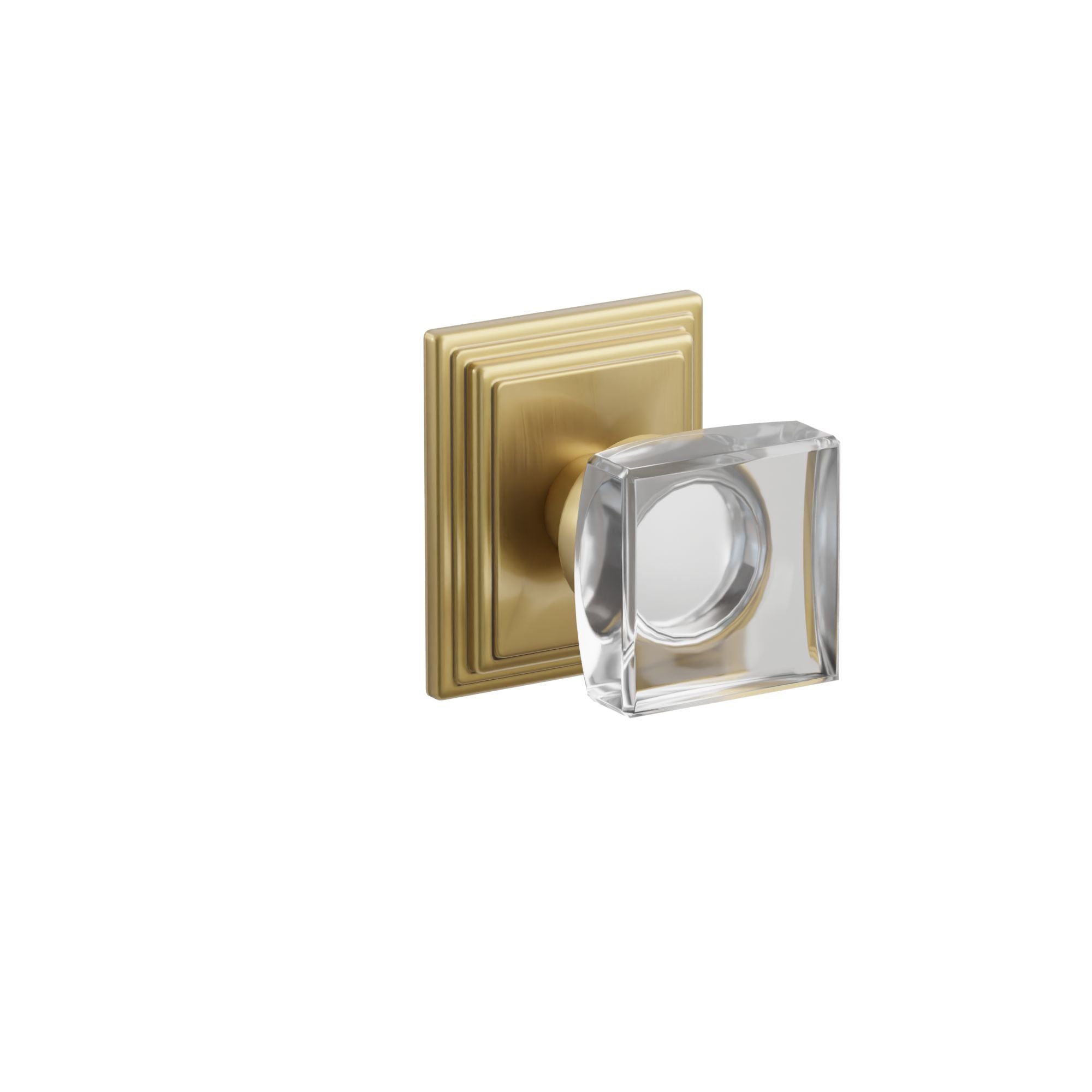 Emtek Concealed Fastener Modern Square Glass Knob Set With Wilshire Rosette