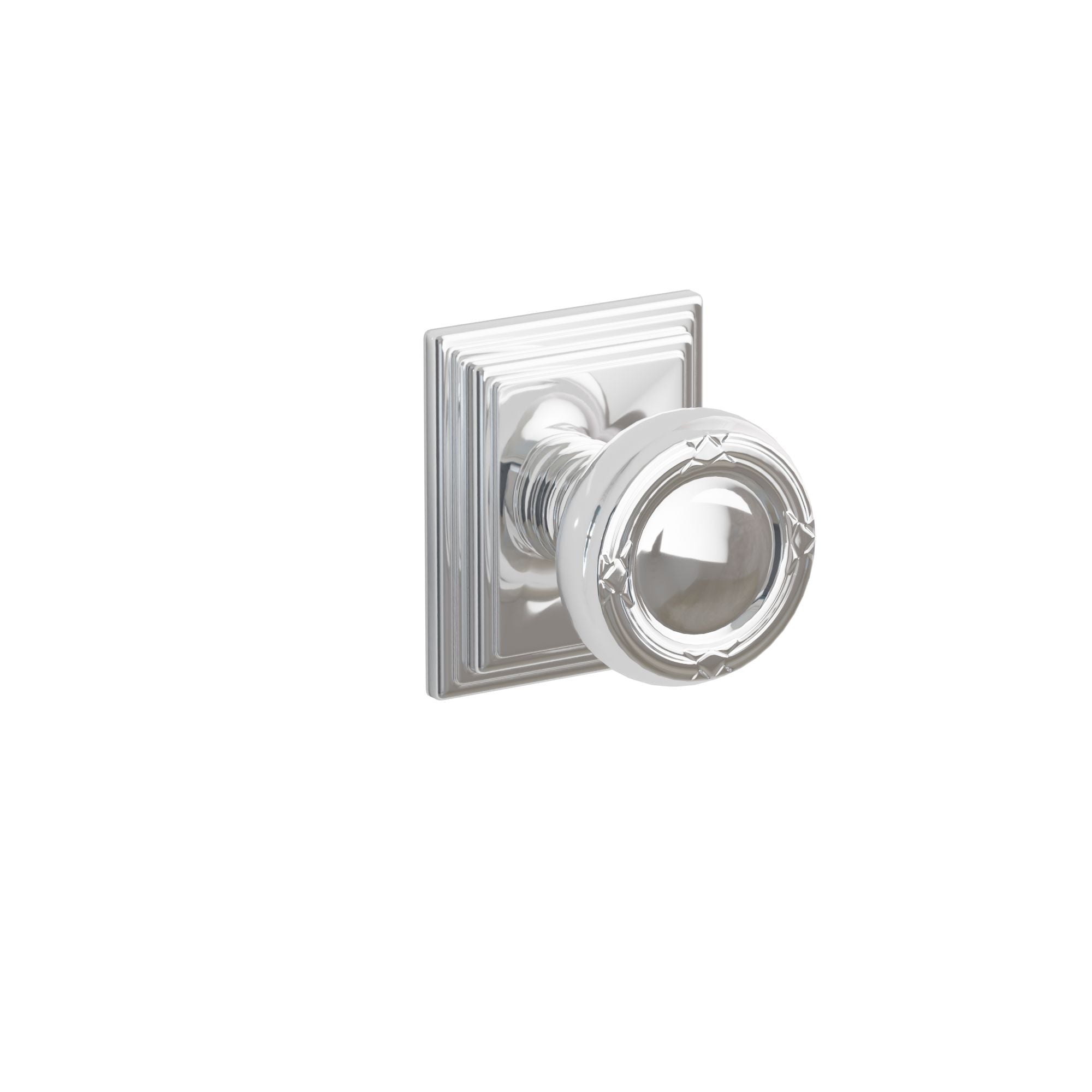 Emtek Concealed Fastener Ribbon & Reed Knob Set With Wilshire Rosette