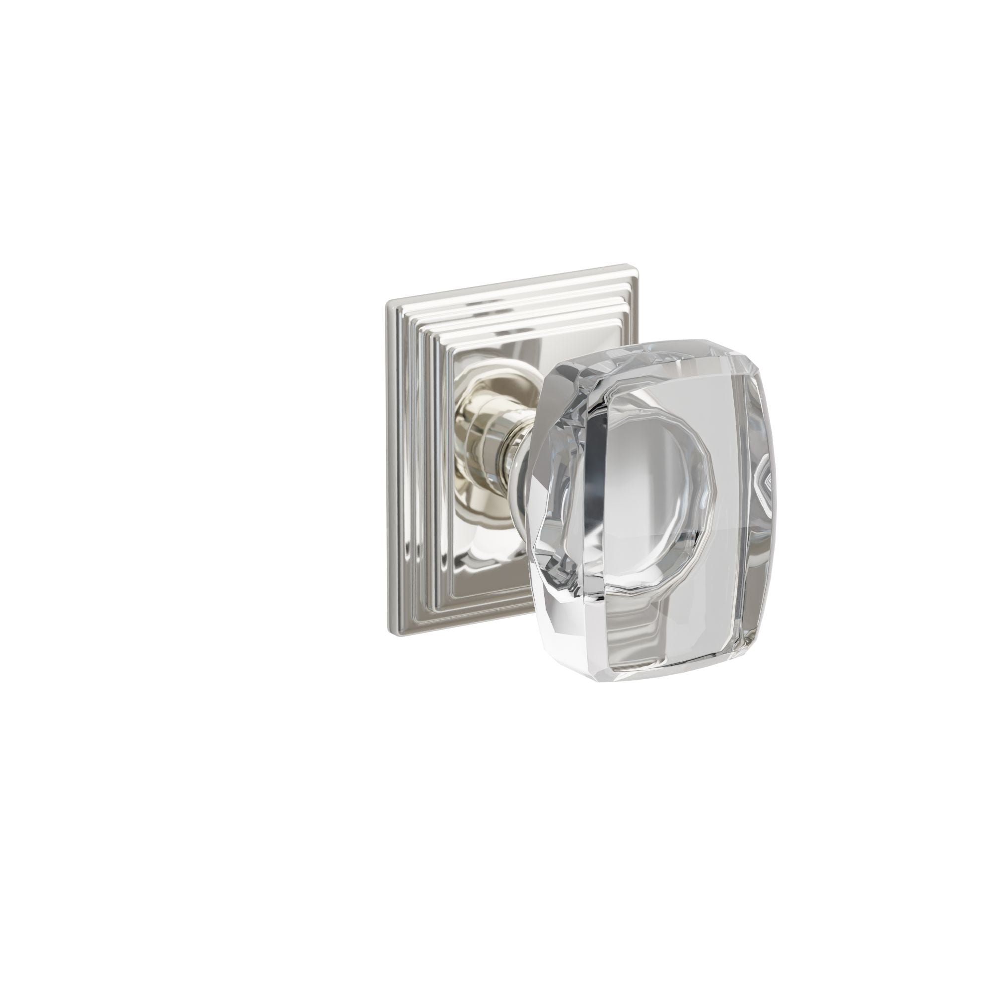 Emtek Concealed Fastener Windsor Glass Knob Set With Wilshire Rosette